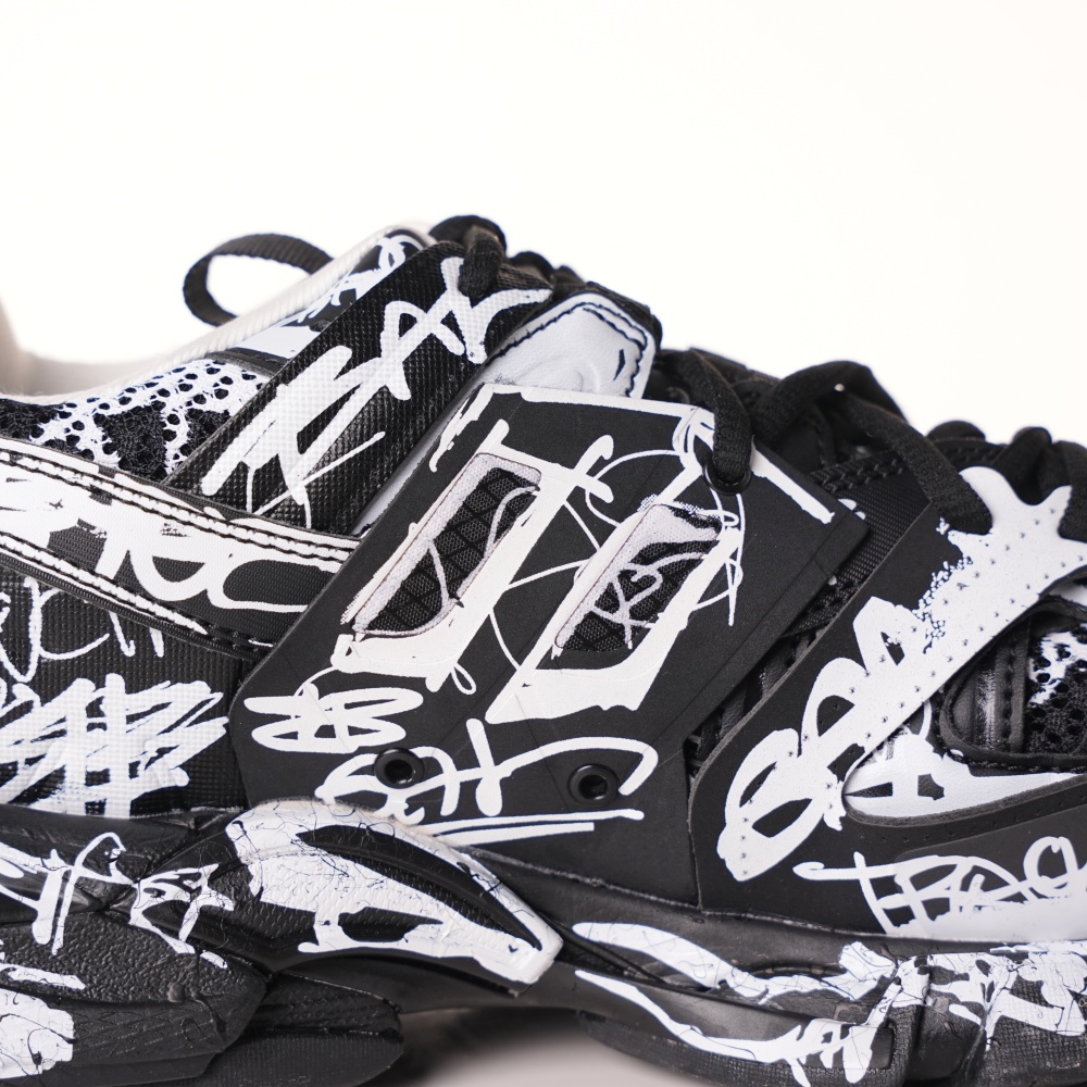 Balenciaga Track Graffiti Dirty Black White