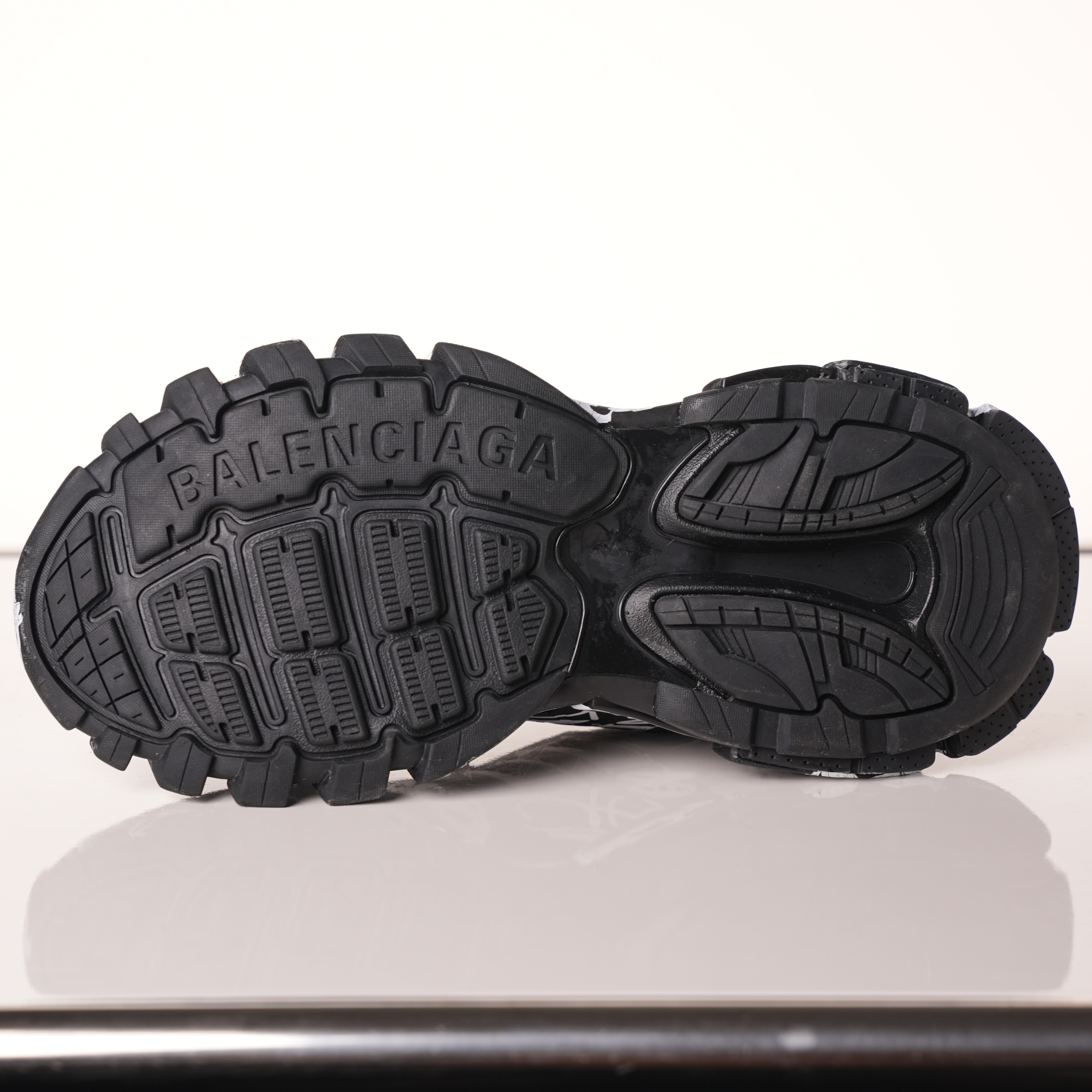 Balenciaga Track Graffiti Dirty Black White