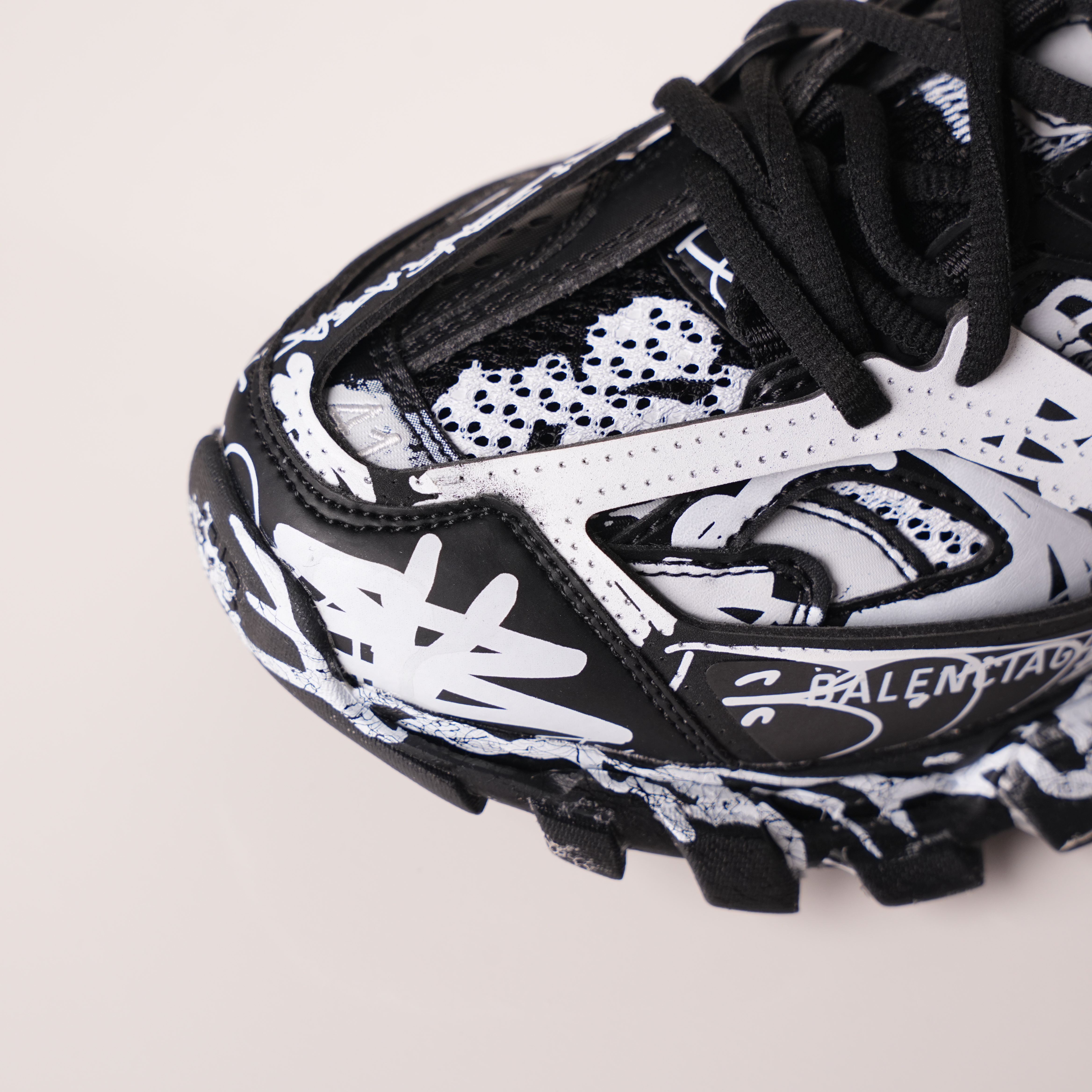 Balenciaga Track Graffiti Dirty Black White
