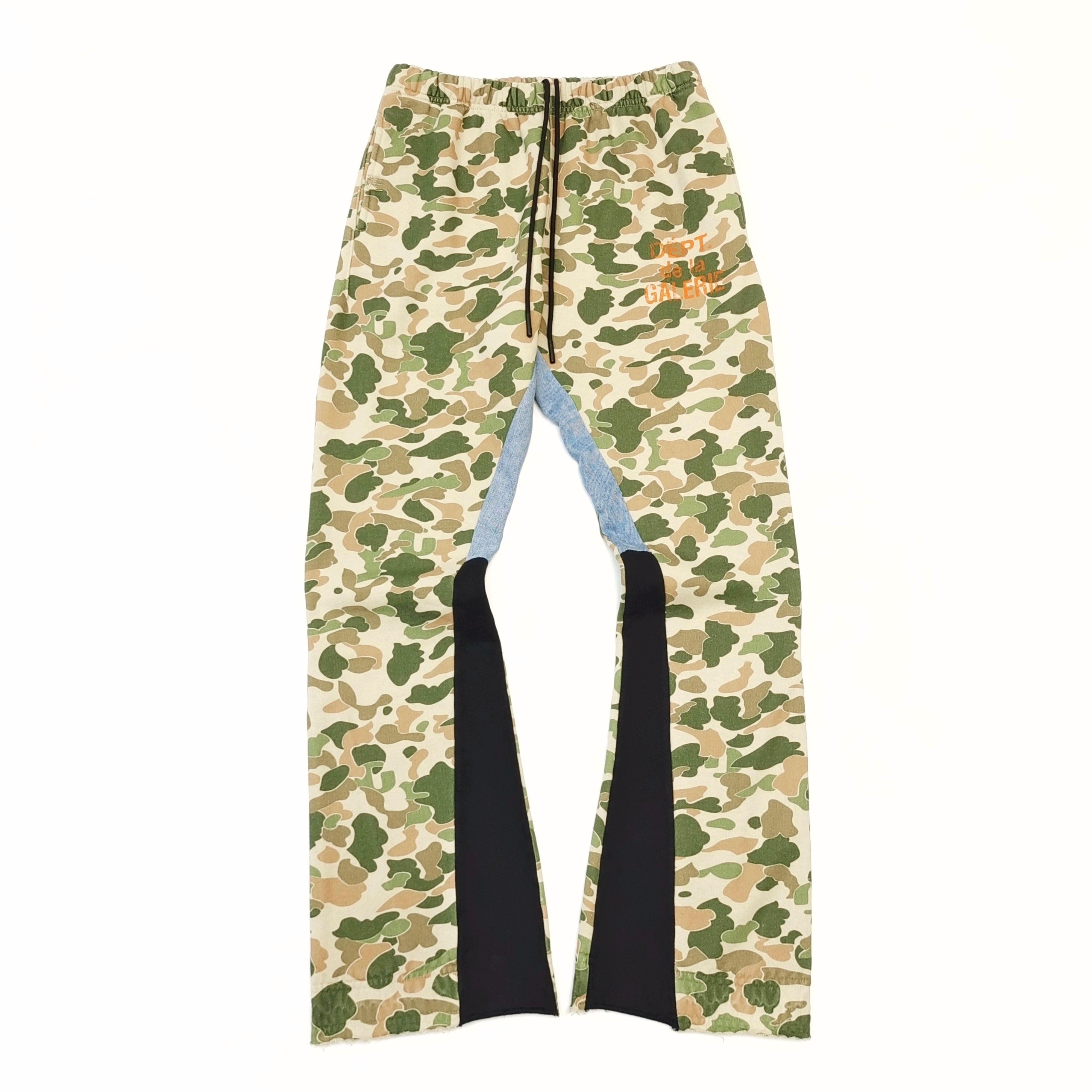 GD Flared Patchwork Camouflage And Logo-Print Sweatpants Green / Camo #B4373