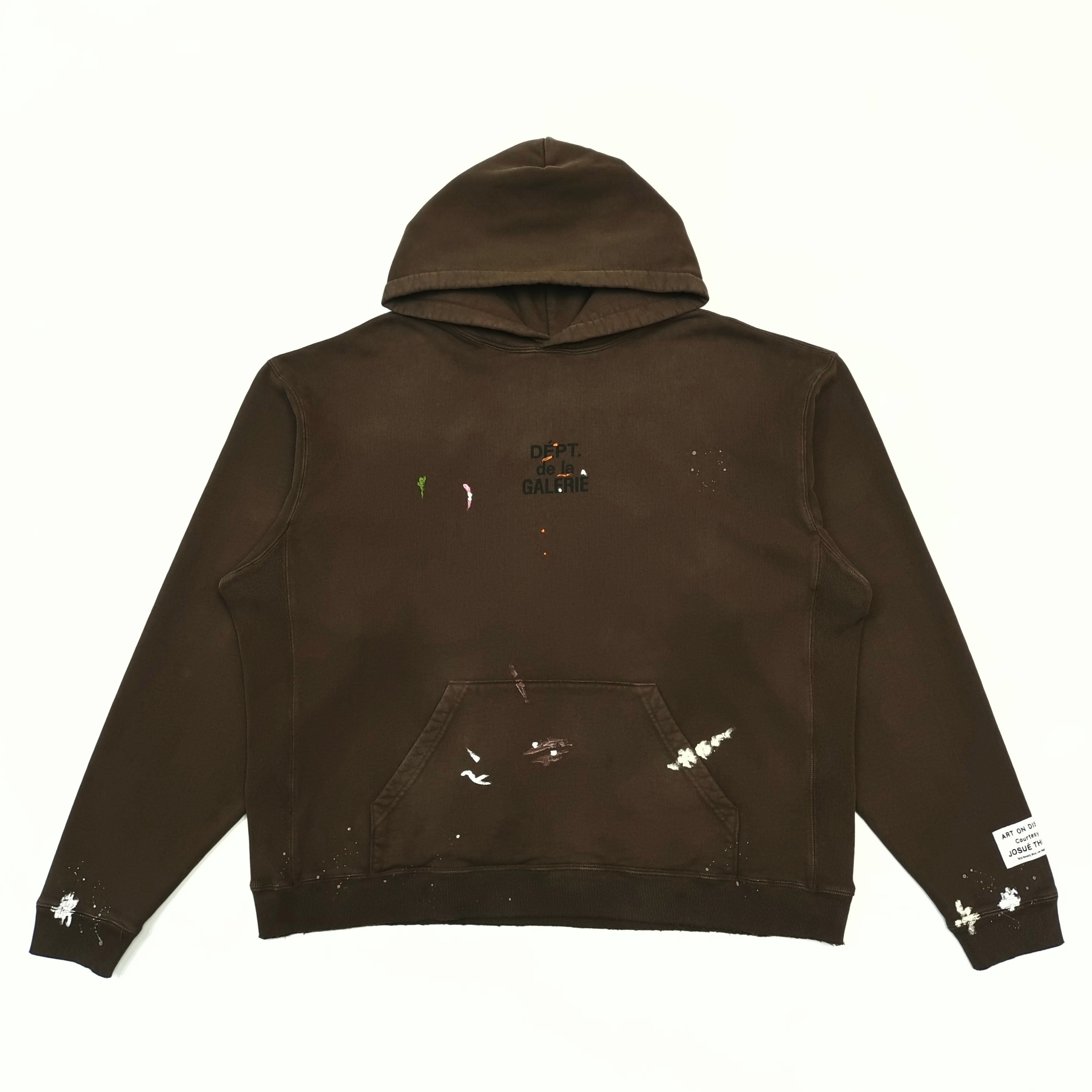 GD French Logo Painted Hoodie Sepia #B4437