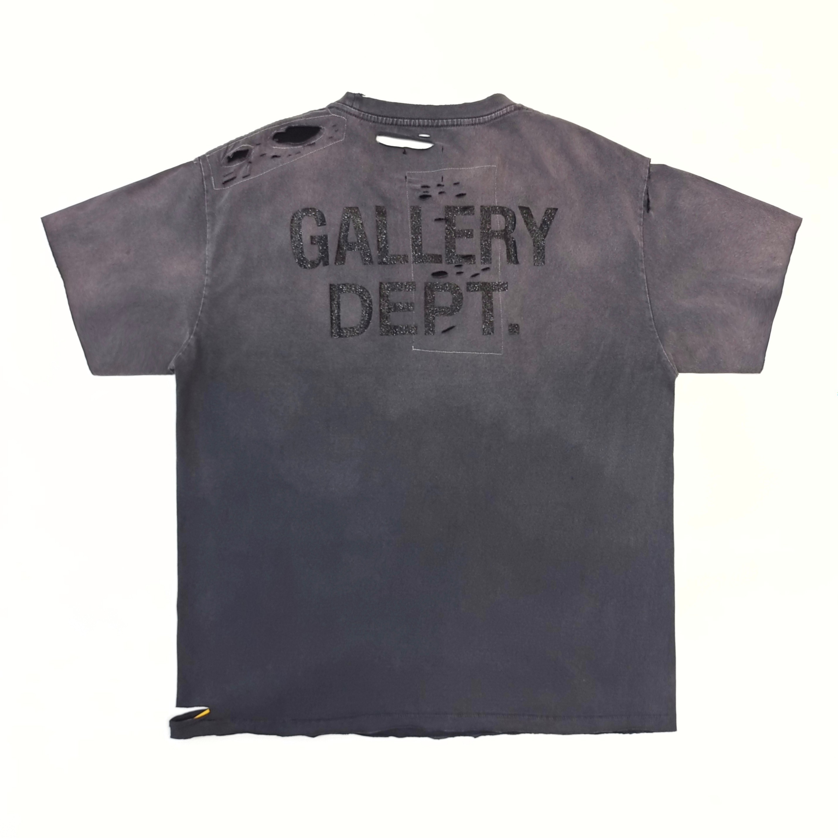 GD Rag Appliqued Tee / Distressed Patch Pocket Tee Washed Black #B4488