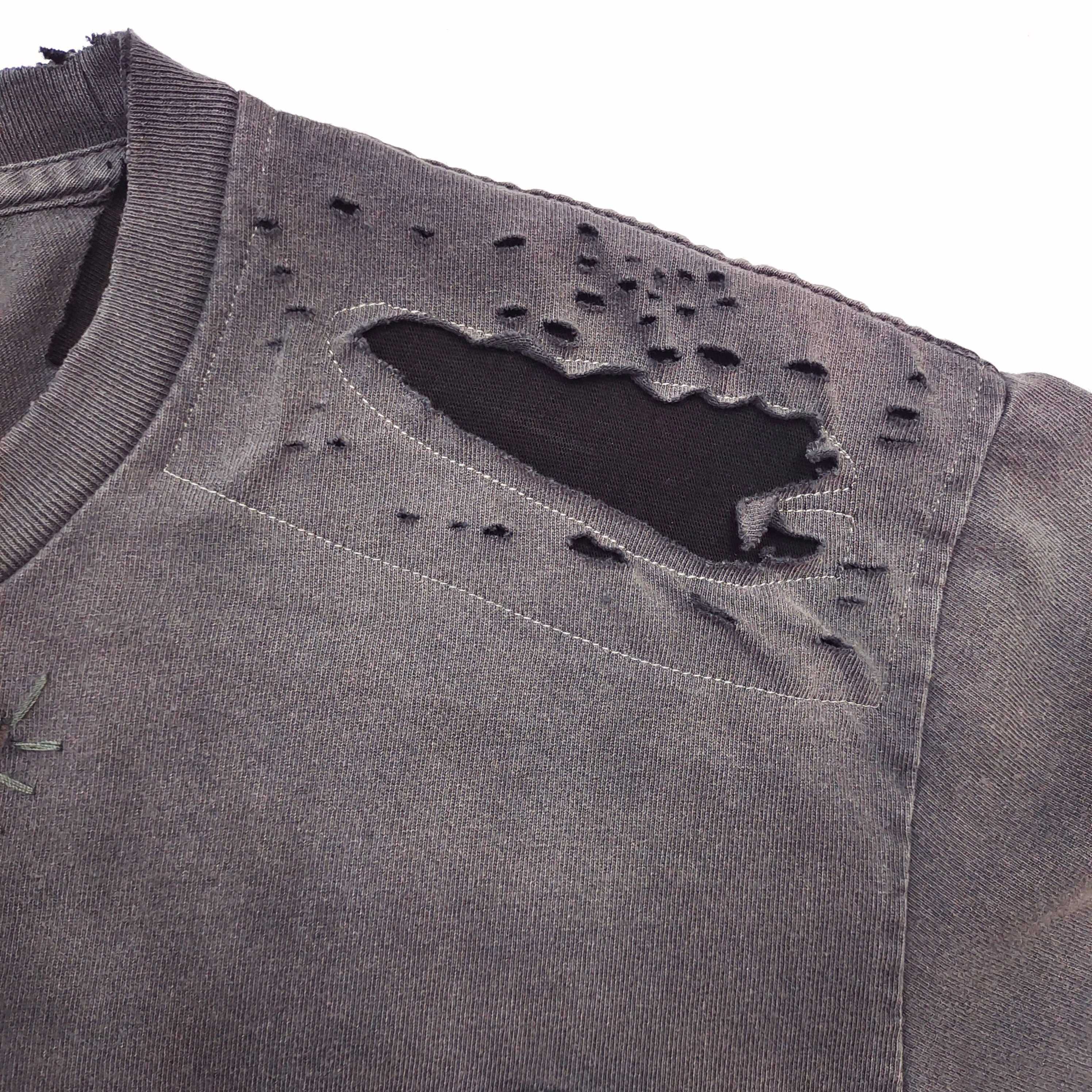 GD Rag Appliqued Tee / Distressed Patch Pocket Tee Washed Black #B4488