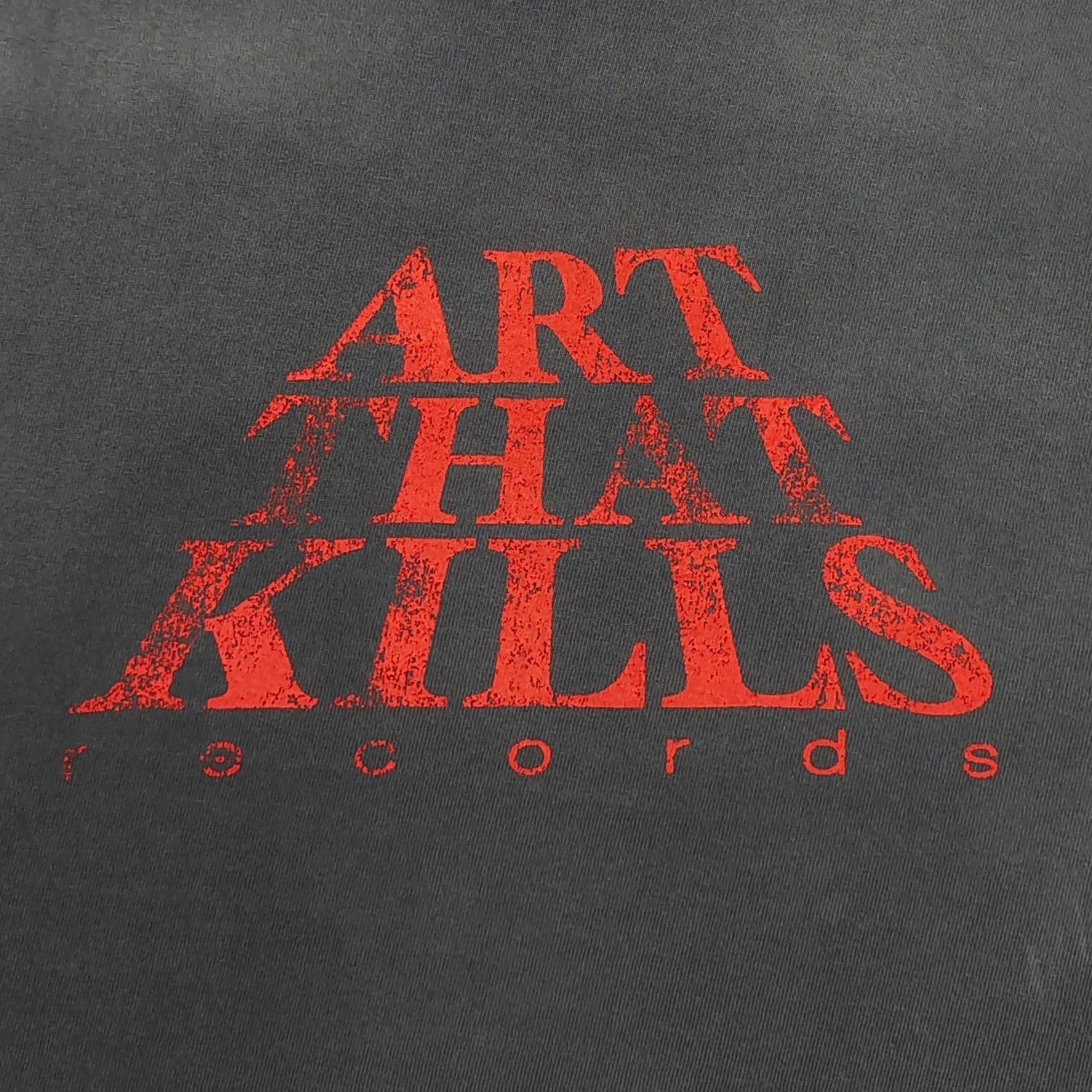 GD Art That Kills Records Stack Logo Tee Washed Black / Red-Gold #B4526