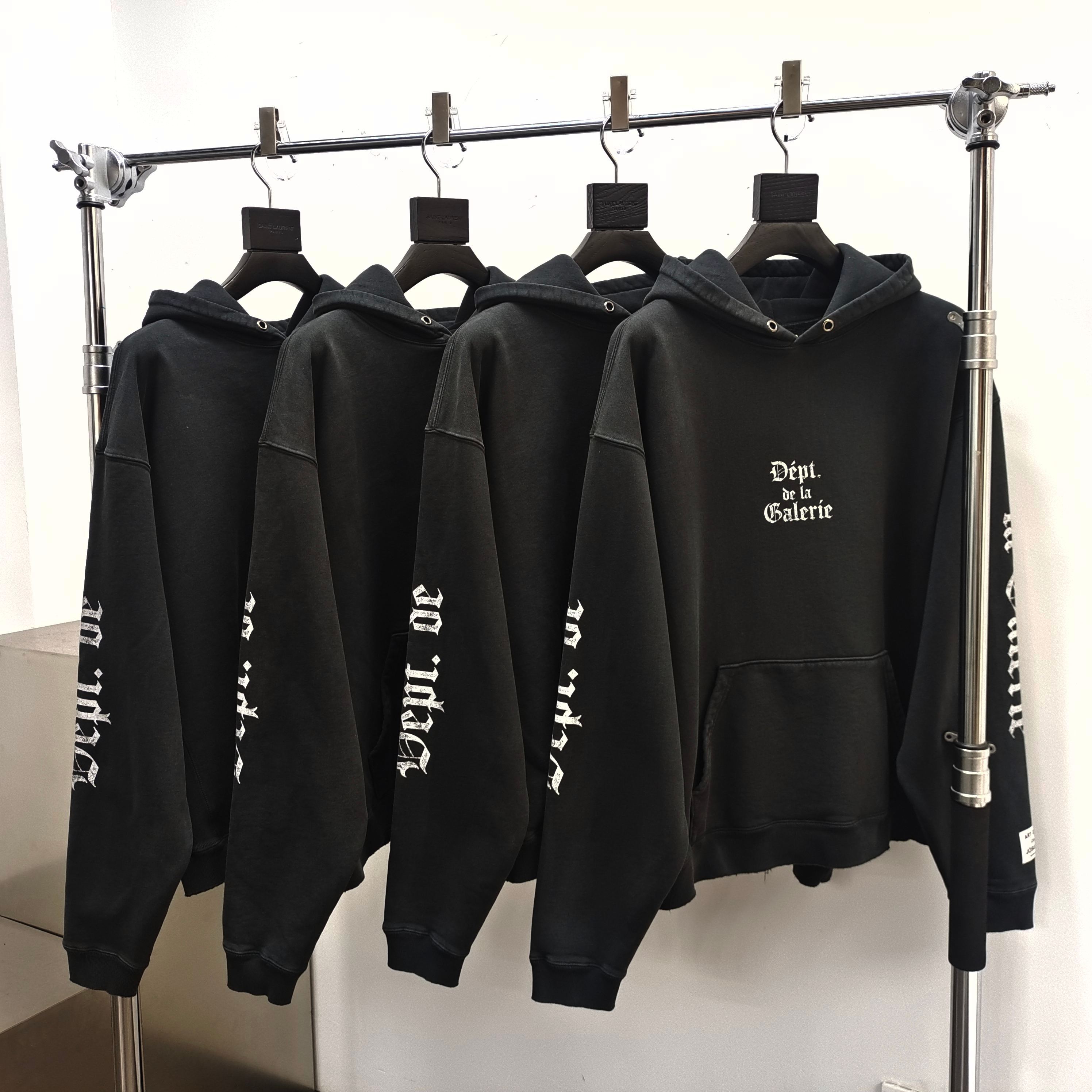 GD Dept. De La Galerie Gothic OS Hoodie Washed Black #B4371