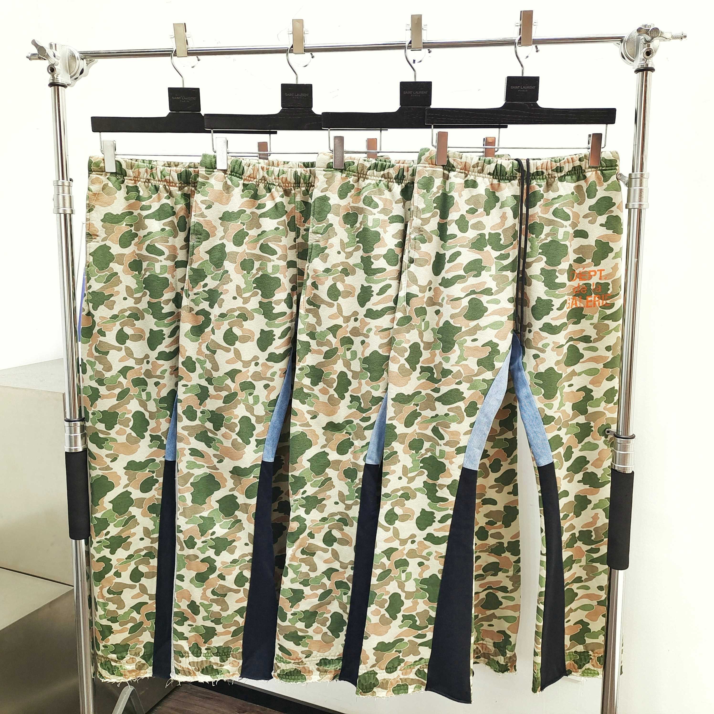 GD Flared Patchwork Camouflage And Logo-Print Sweatpants Green / Camo #B4373