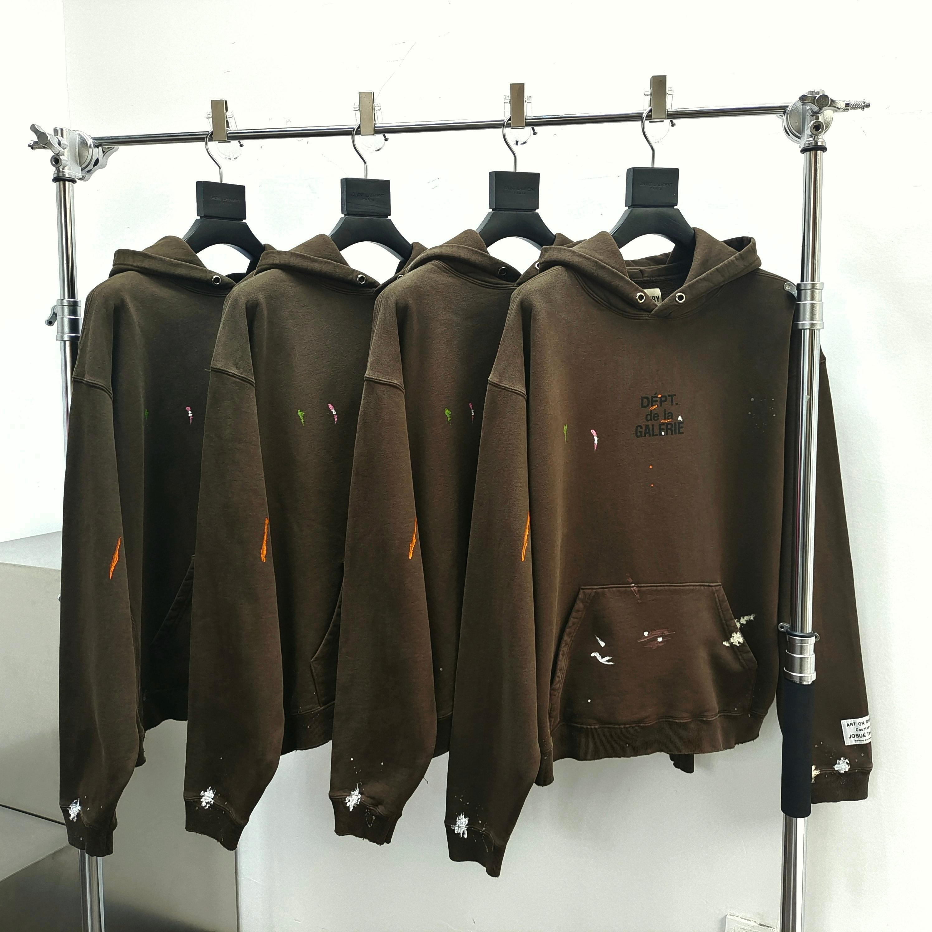 GD French Logo Painted Hoodie Sepia #B4437
