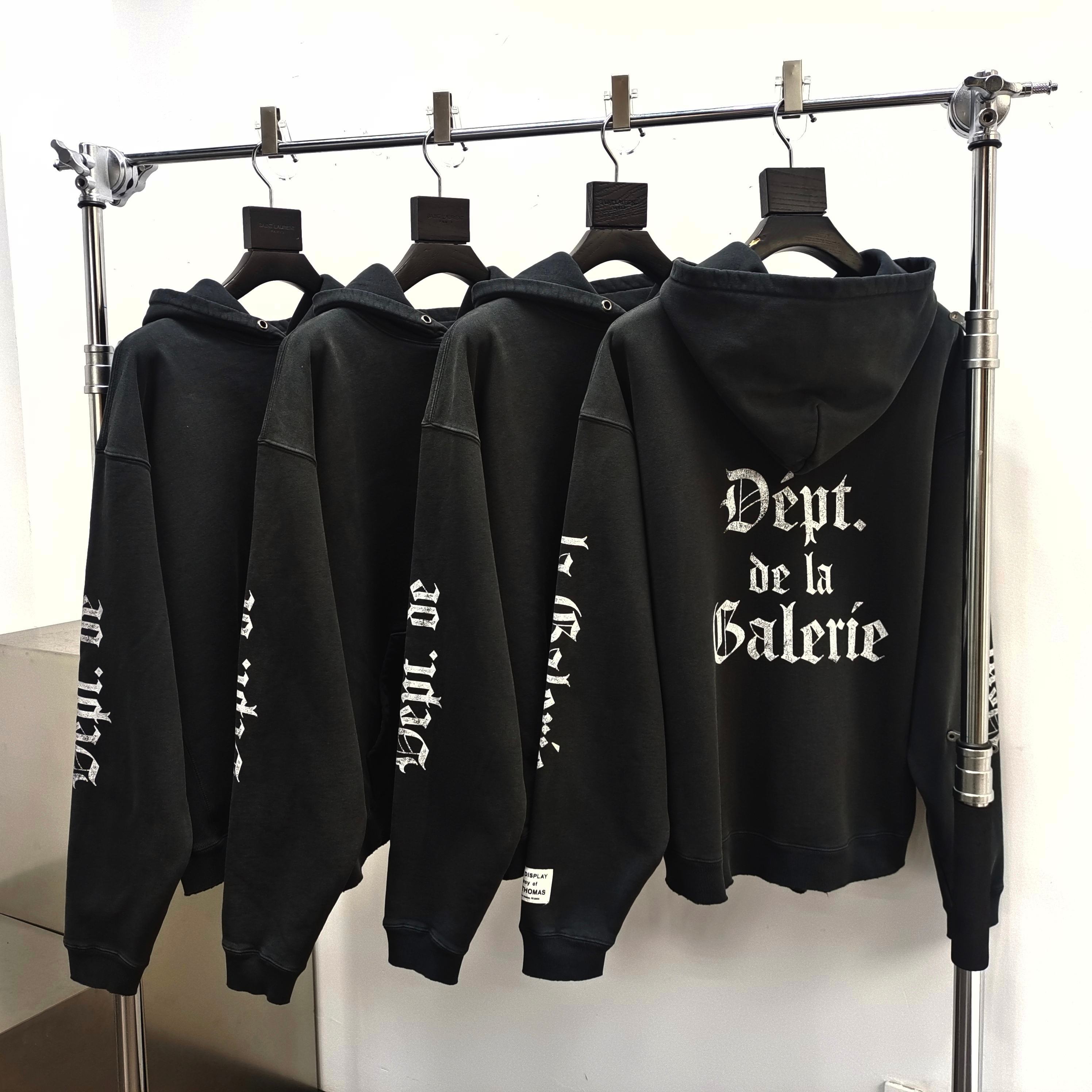 GD Dept. De La Galerie Gothic OS Hoodie Washed Black #B4371