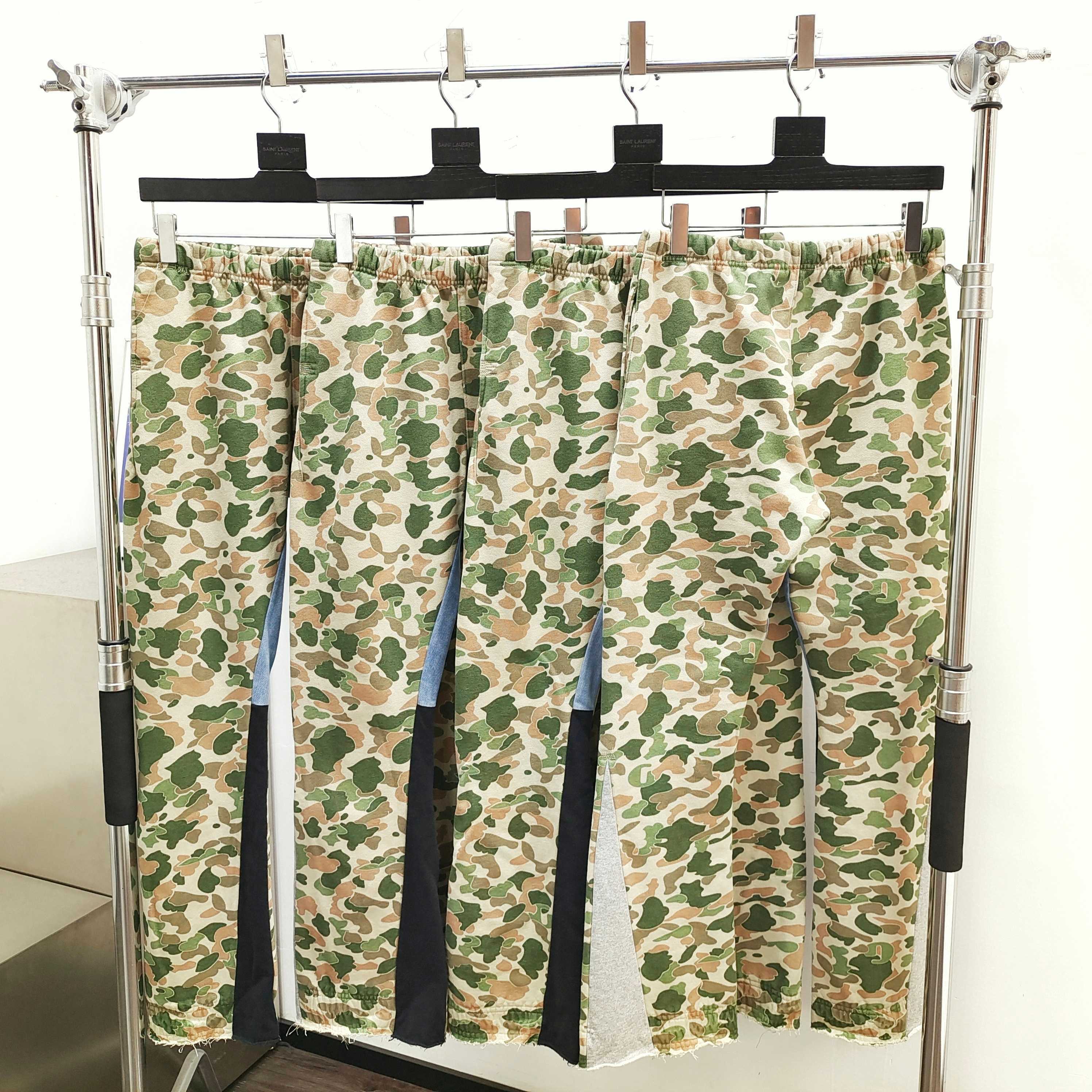 GD Flared Patchwork Camouflage And Logo-Print Sweatpants Green / Camo #B4373