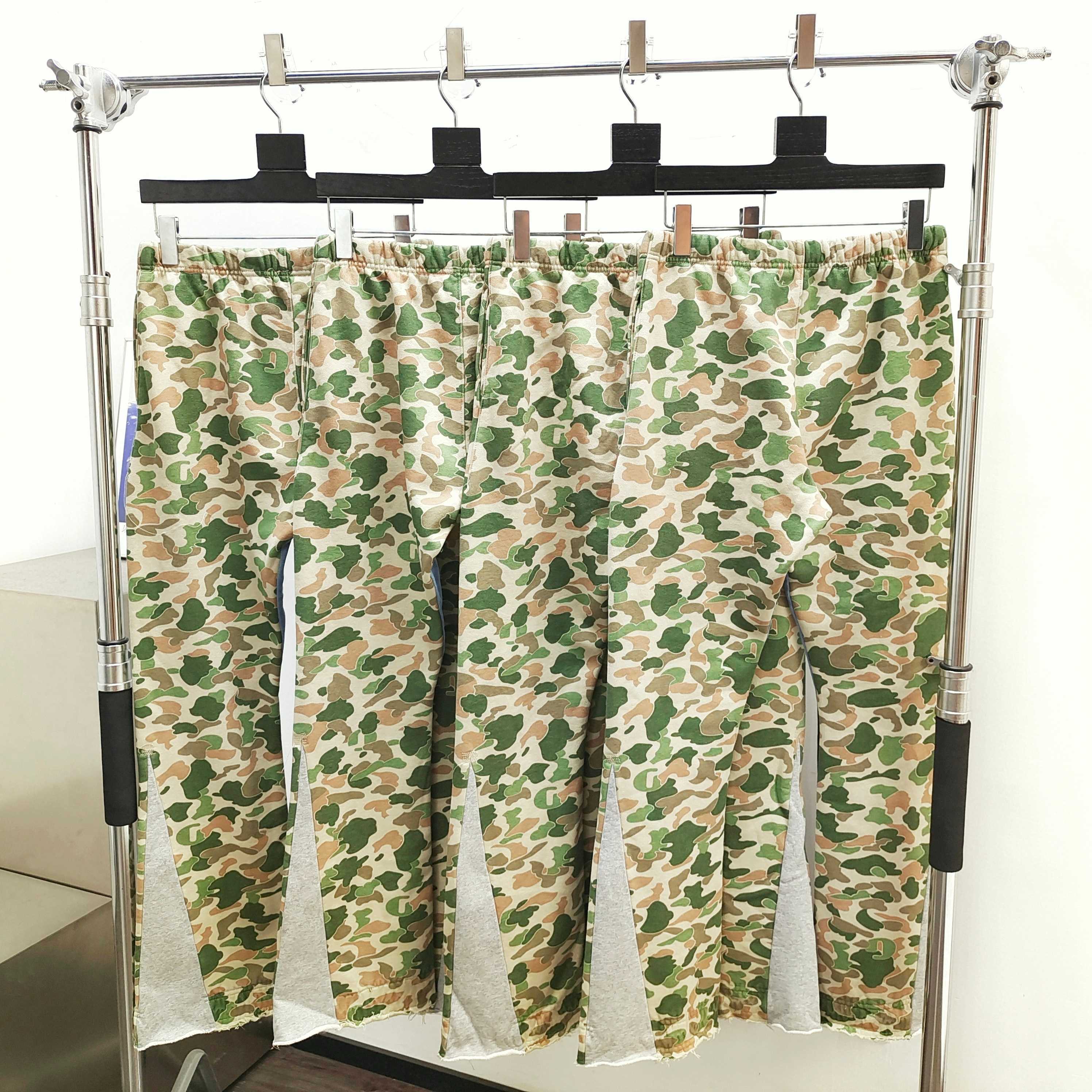 GD Flared Patchwork Camouflage And Logo-Print Sweatpants Green / Camo #B4373