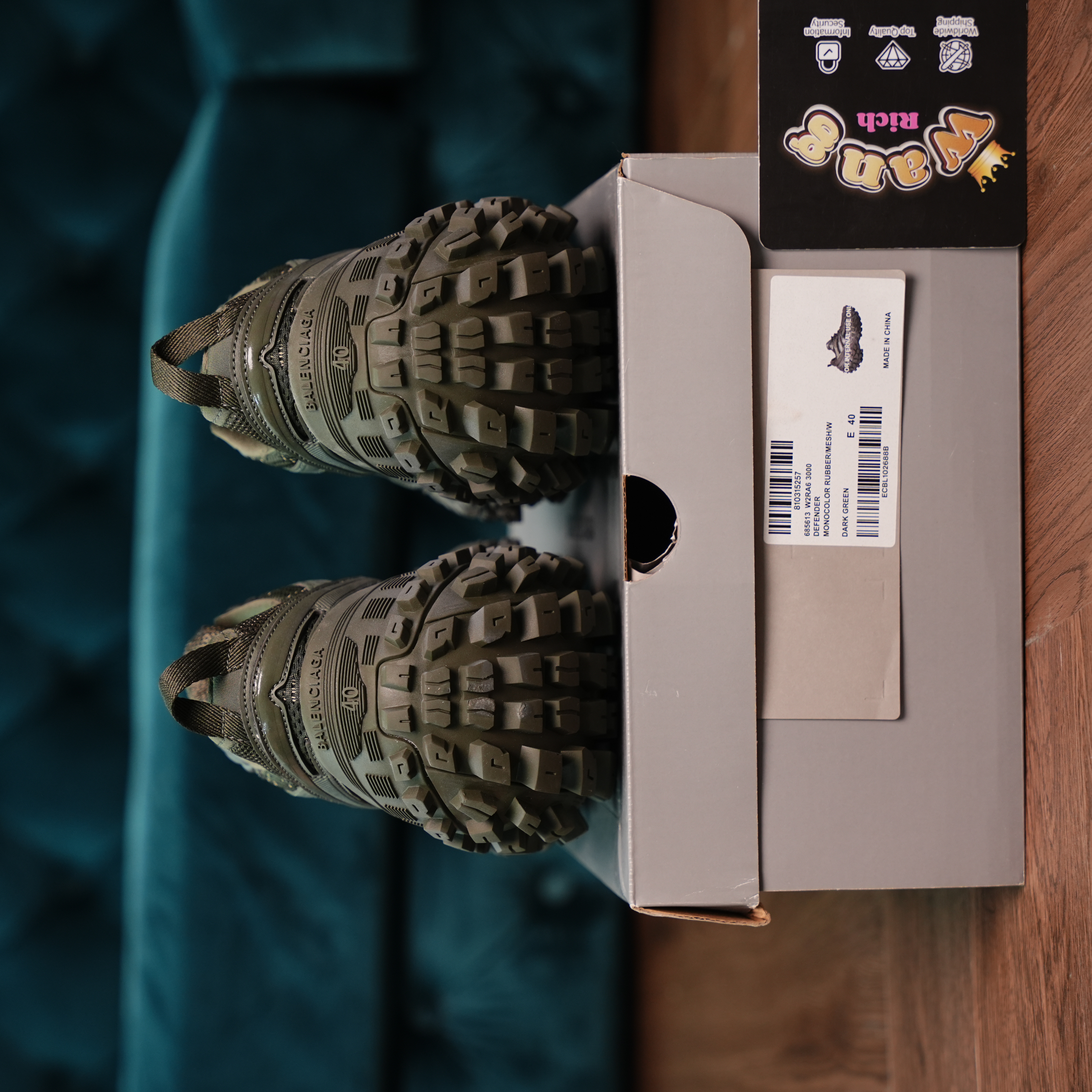 Balenciaga Defender Blackish Green Sneakers | RichWang Kicks