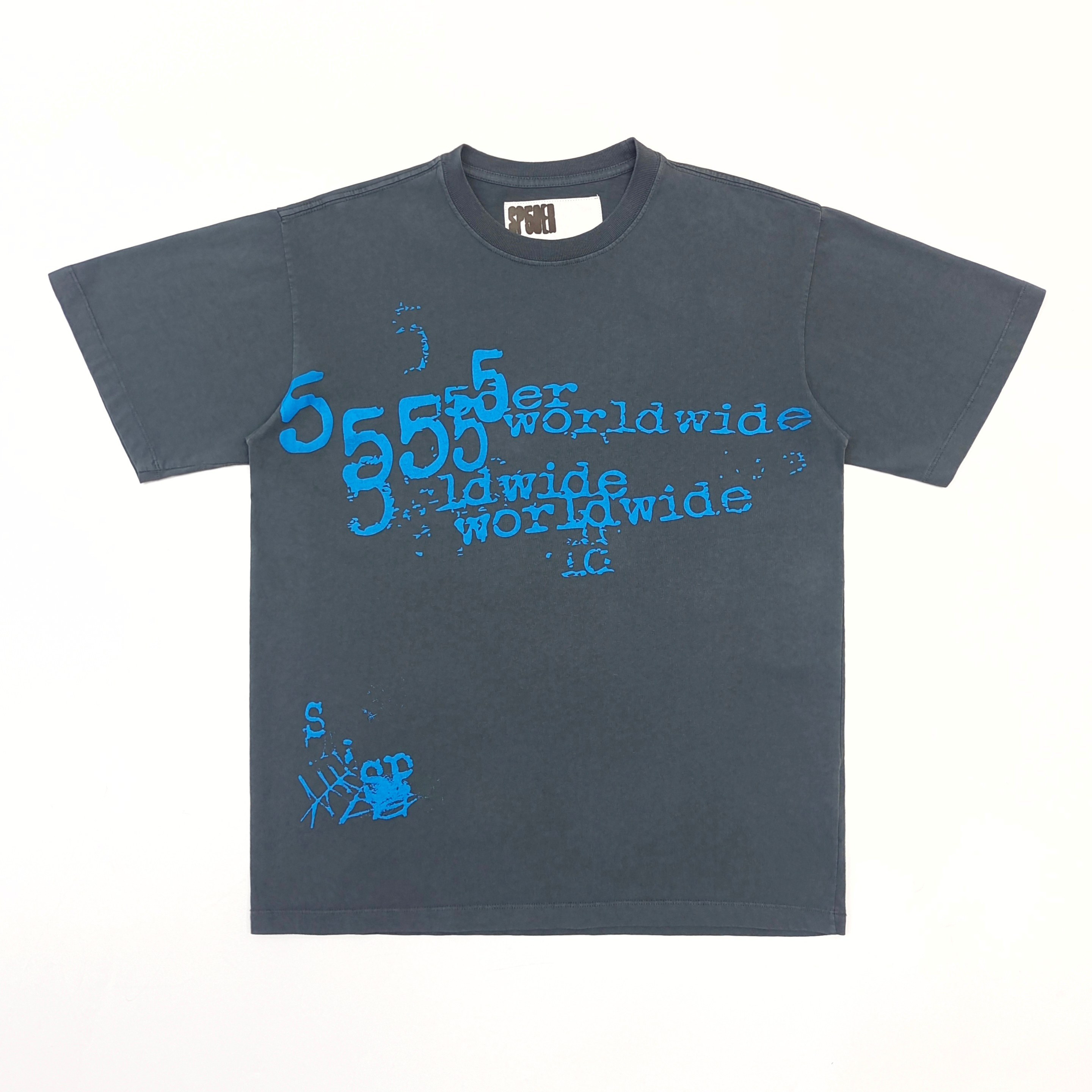 Sp5der Worldwide Stutter Tee Slate Grey / Blue #B4538-SP
