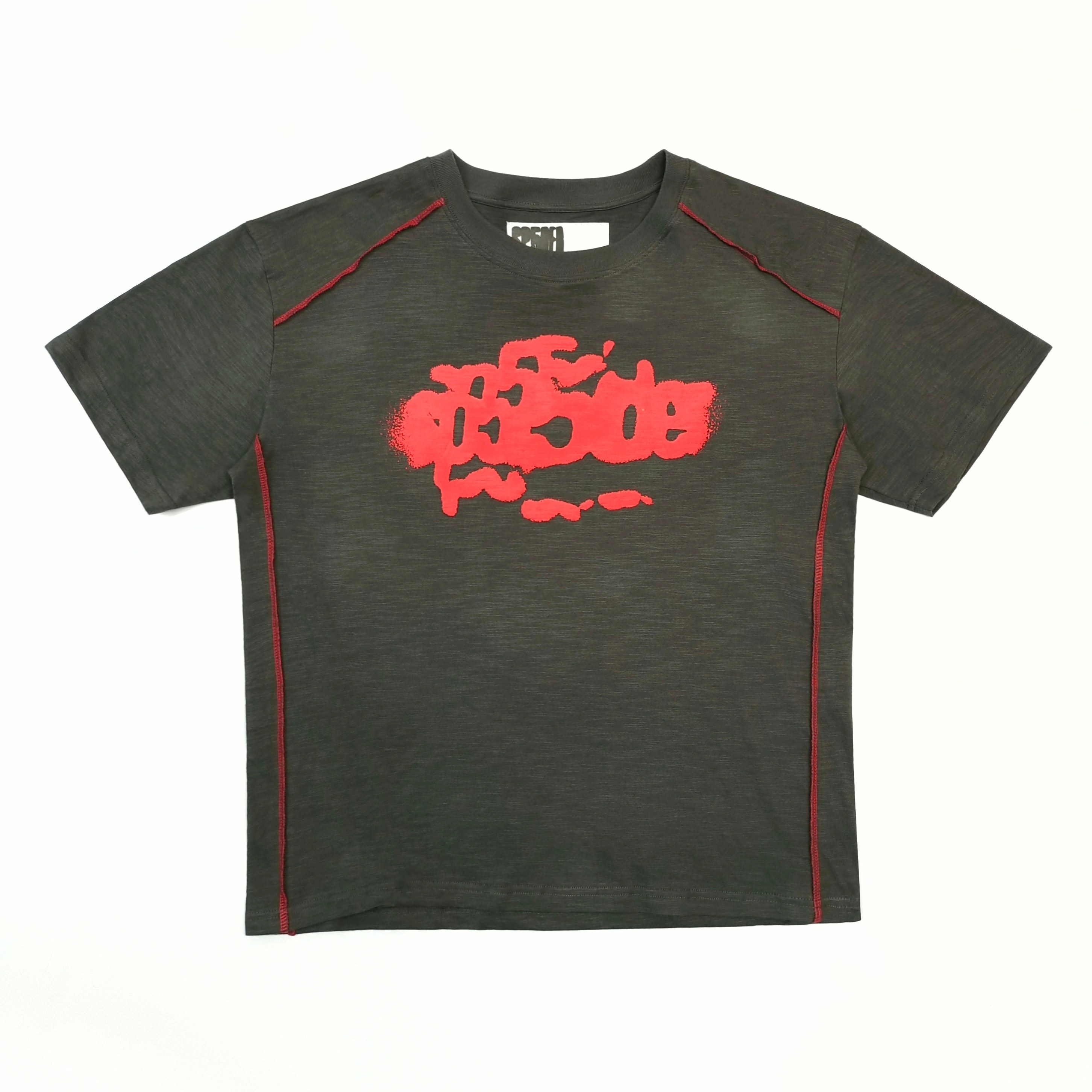Sp5der Web Graphic Contrast Stitch Tee Washed Brown / Red #B4577-SP