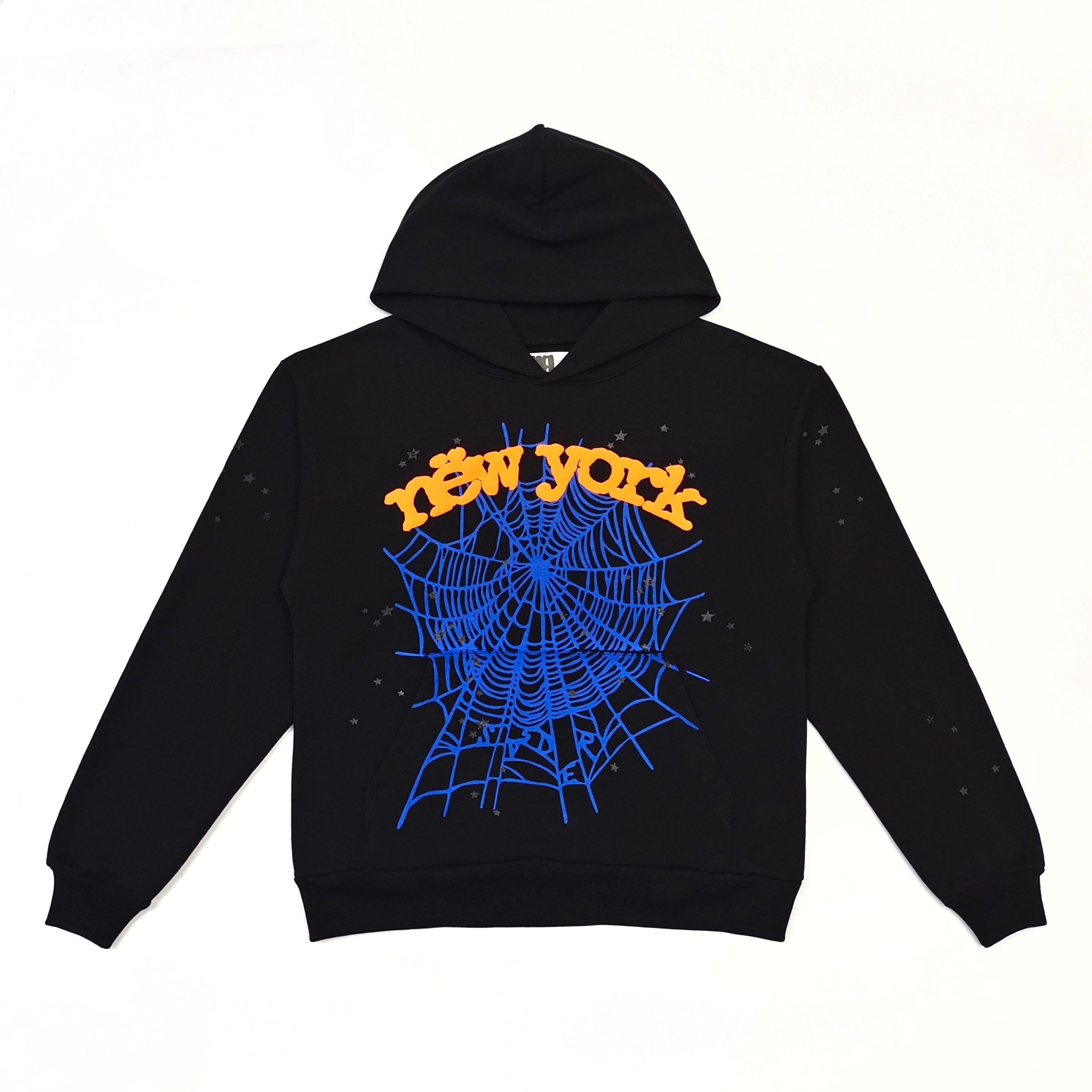 Sp5der OG Web V2 Alternate Hoodie Black / Orange-Blue #B4585