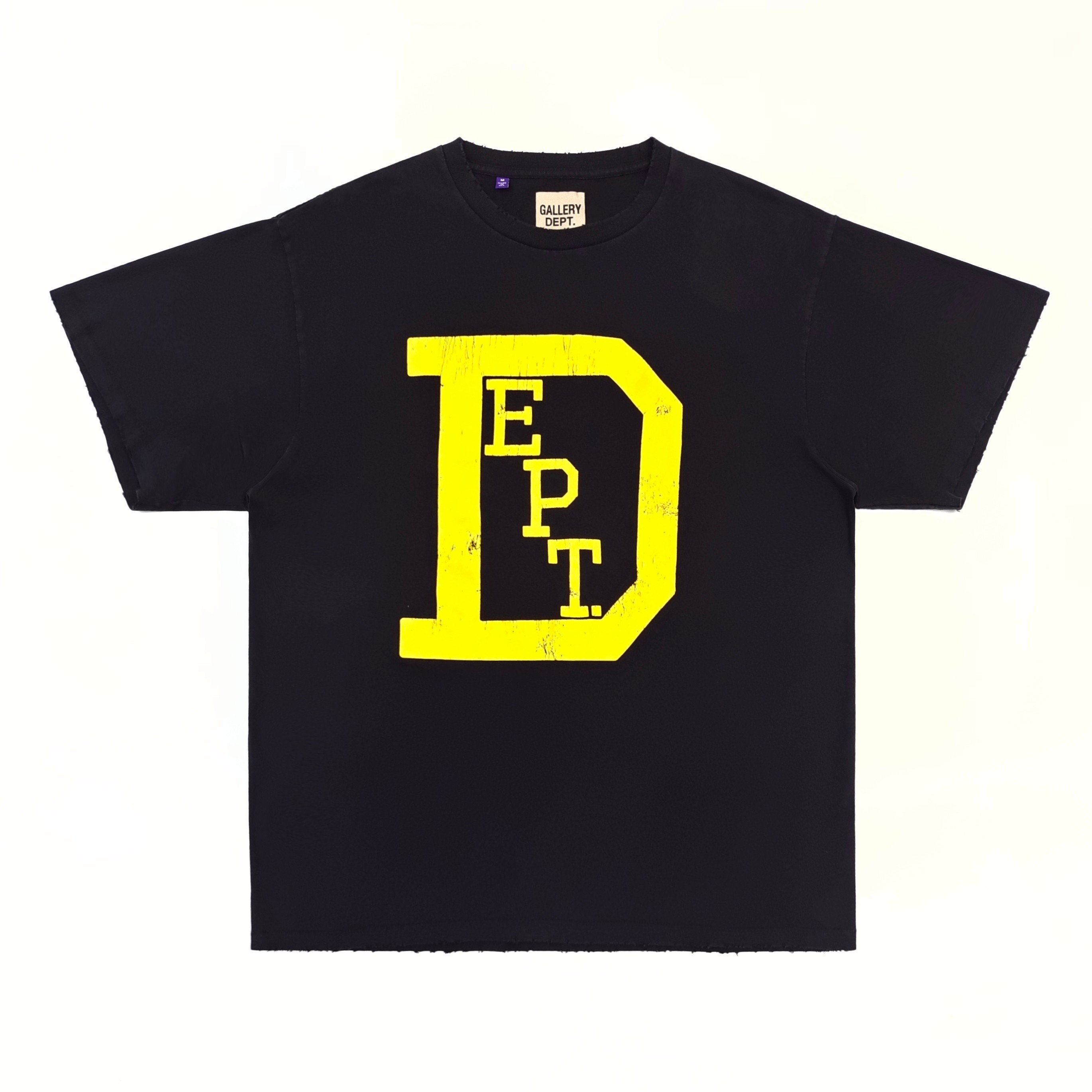 Gallery Dept. Large D Logo Tee Washed Black / Yellow #B4592-GD