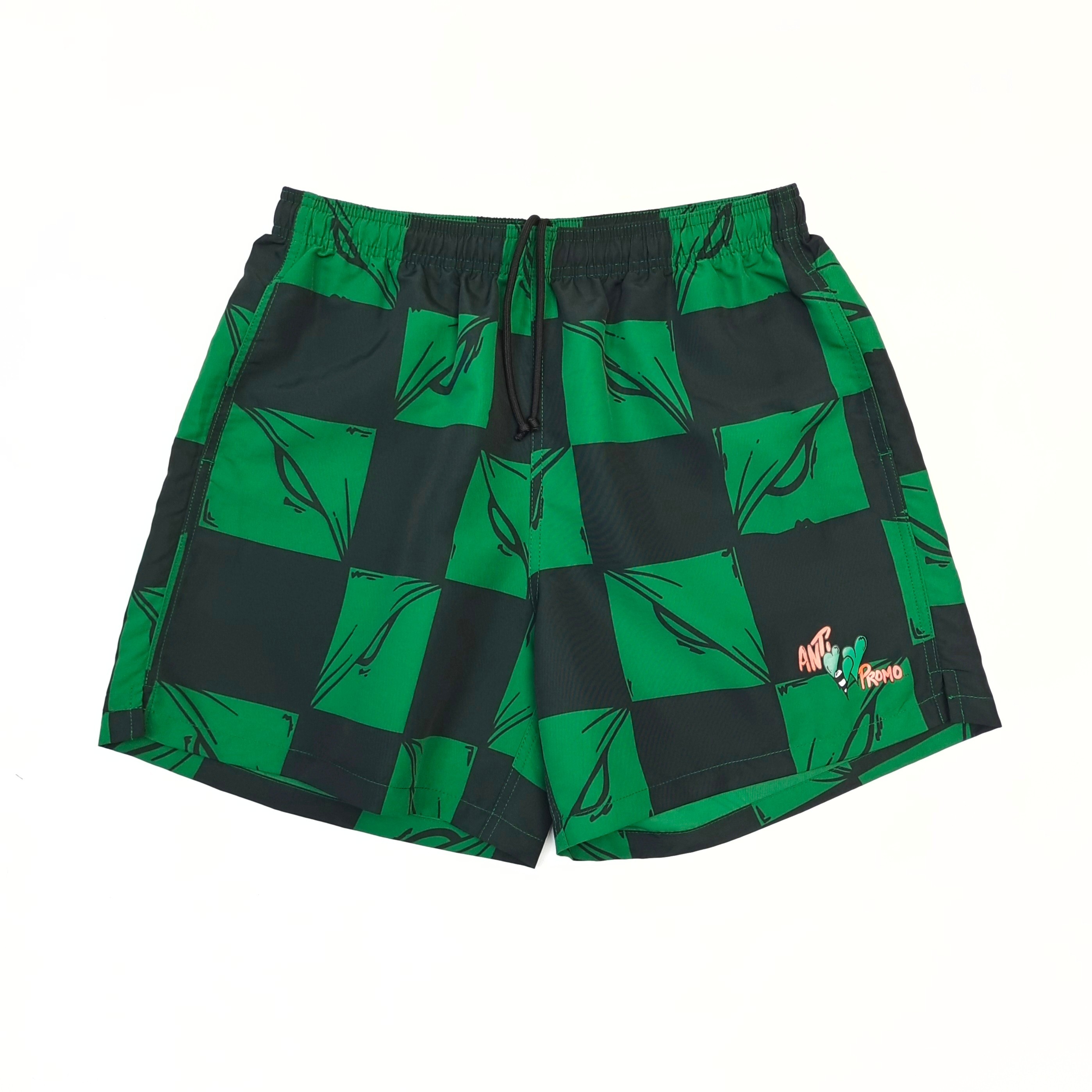 Anti Promo x Matty Boy 99 Eyes Checkered Nylon Shorts Green / Black #B4596-AP