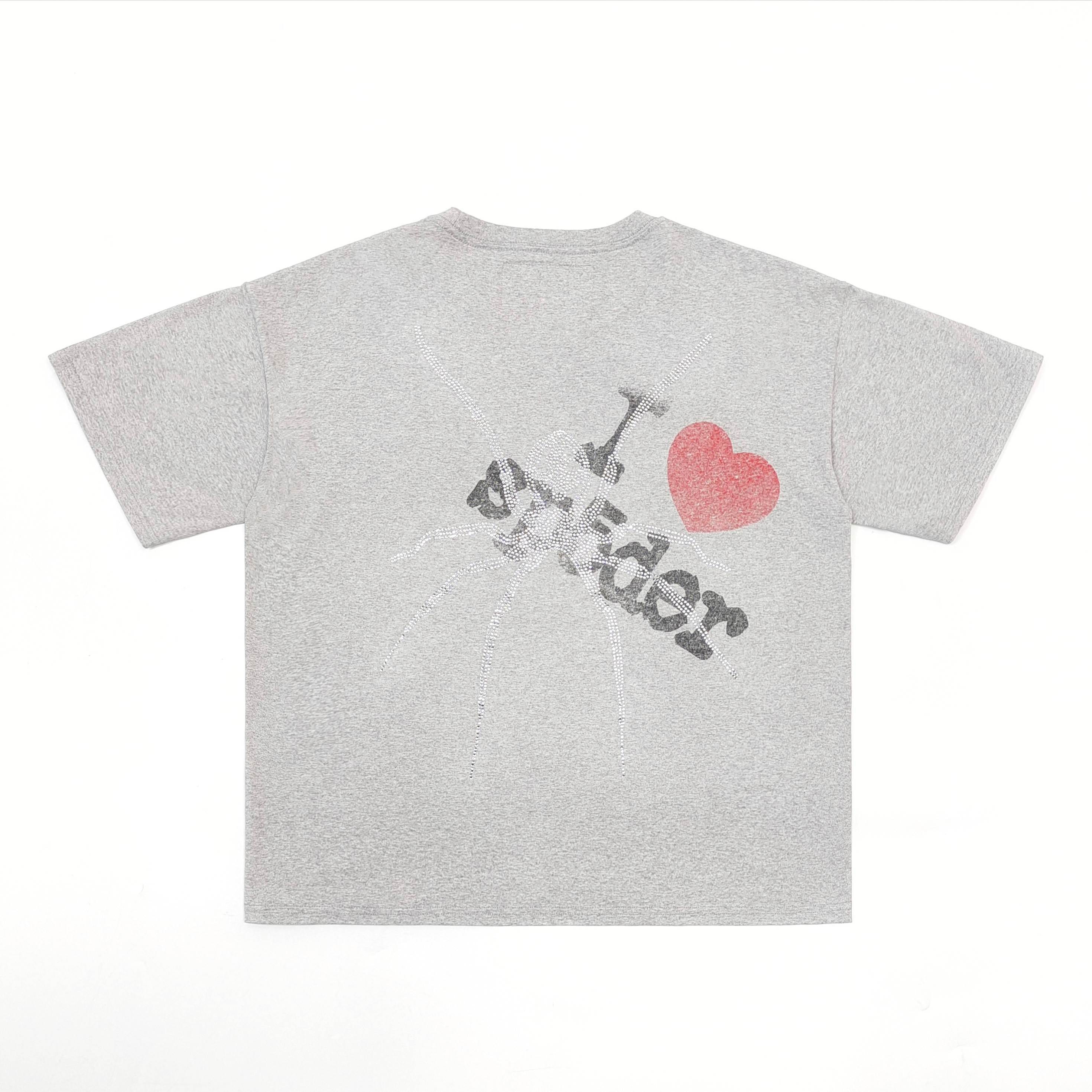 Sp5der I Love New York Rhinestone Tee Heather Grey #B4521-SP
