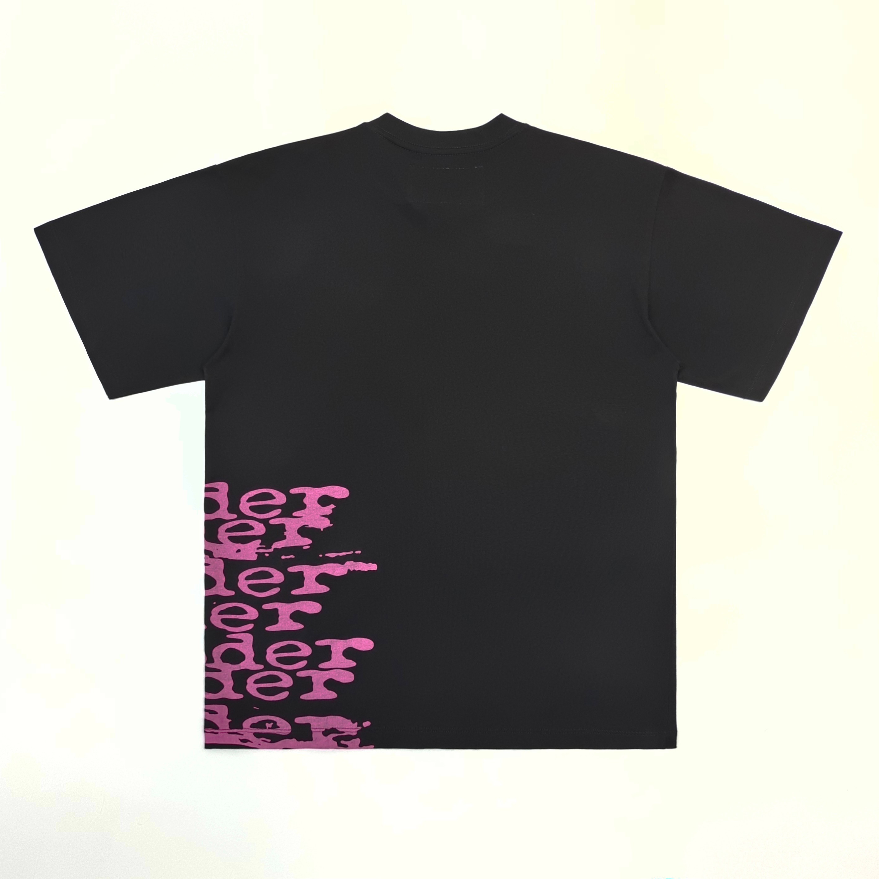 Sp5der Stacked Logo Tee Black / Pink #B4539-SP