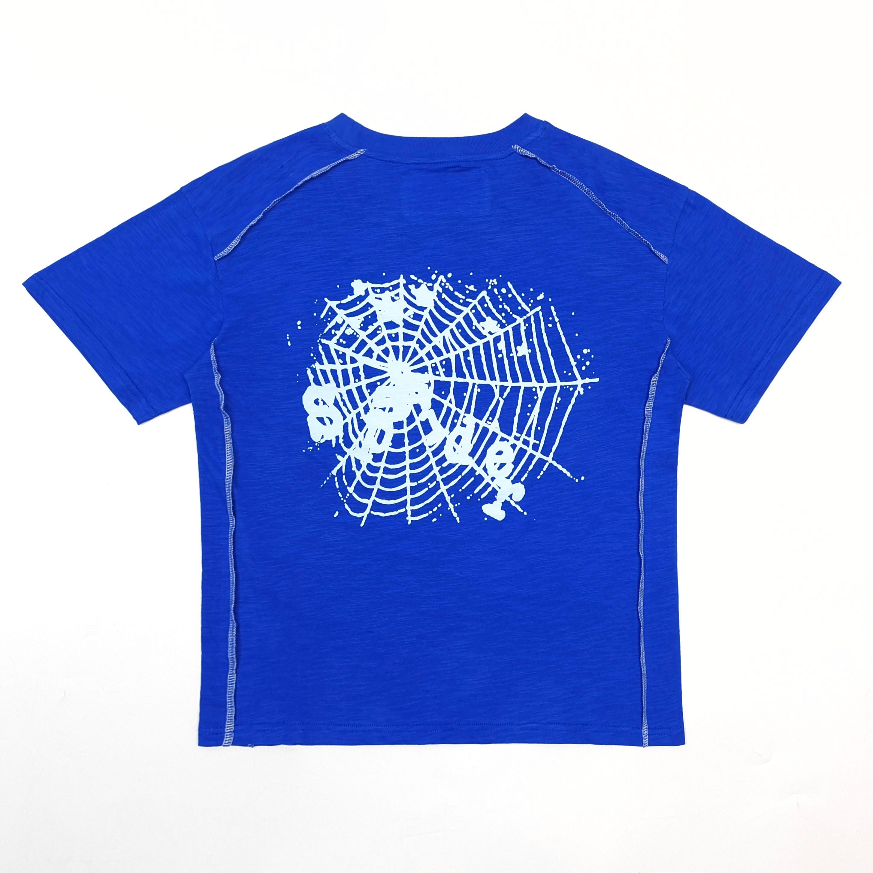 Sp5der Web Graphic Contrast Stitch Tee Royal Blue / White #B4578-SP
