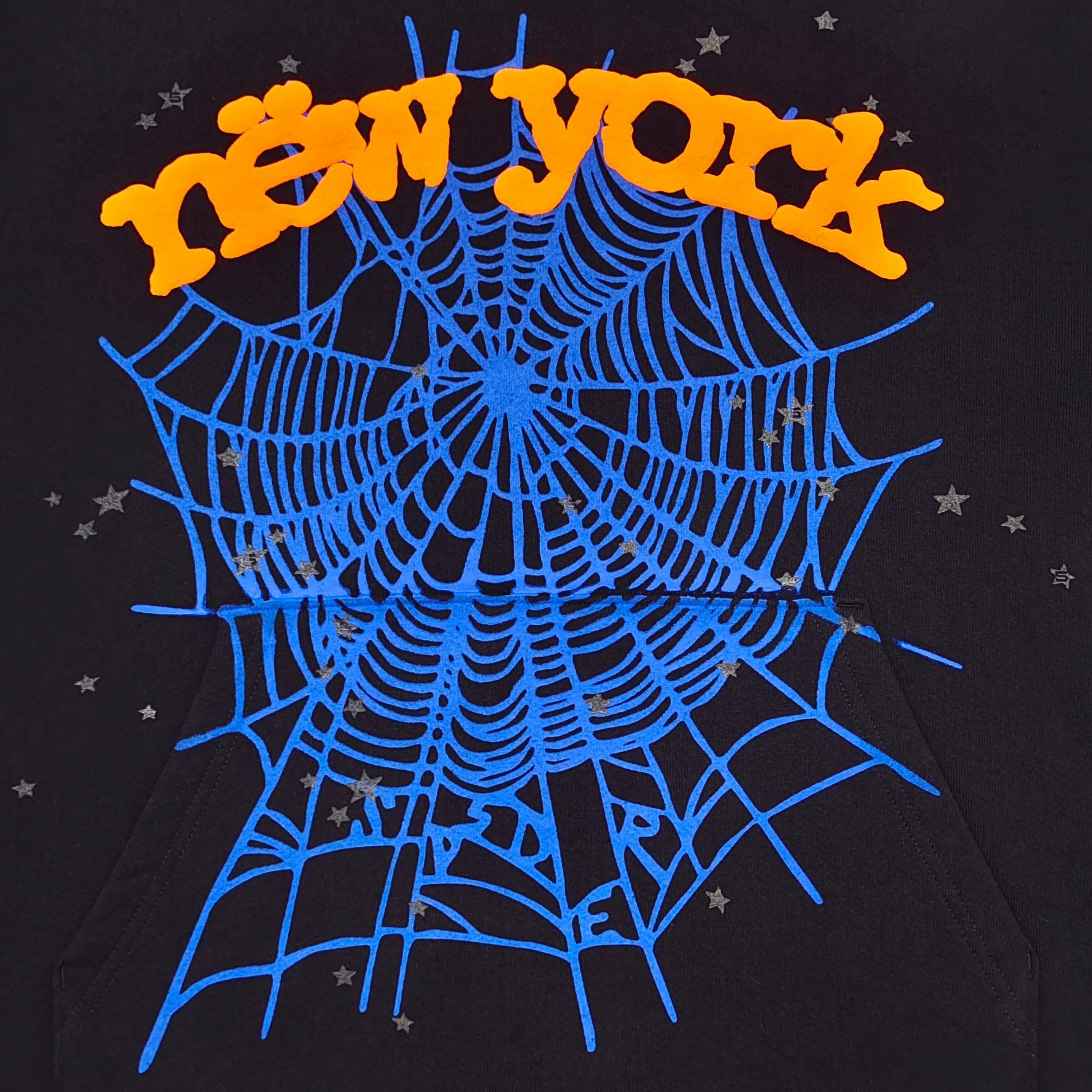 Sp5der OG Web V2 Alternate Hoodie Black / Orange-Blue #B4585