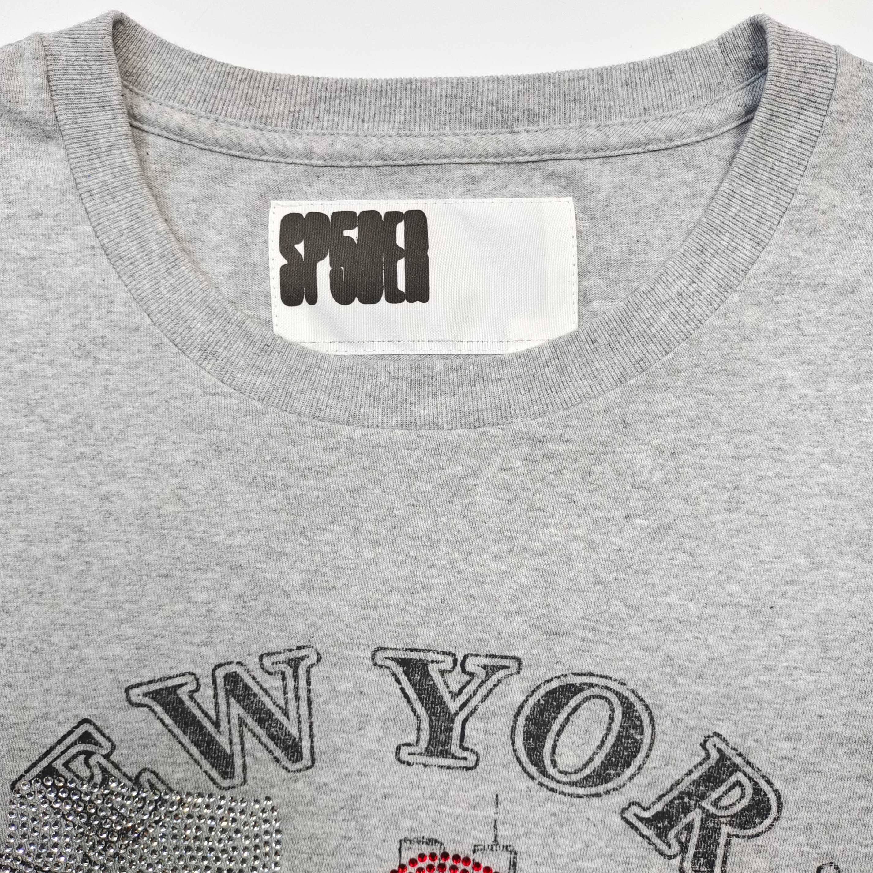 Sp5der I Love New York Rhinestone Tee Heather Grey #B4521-SP