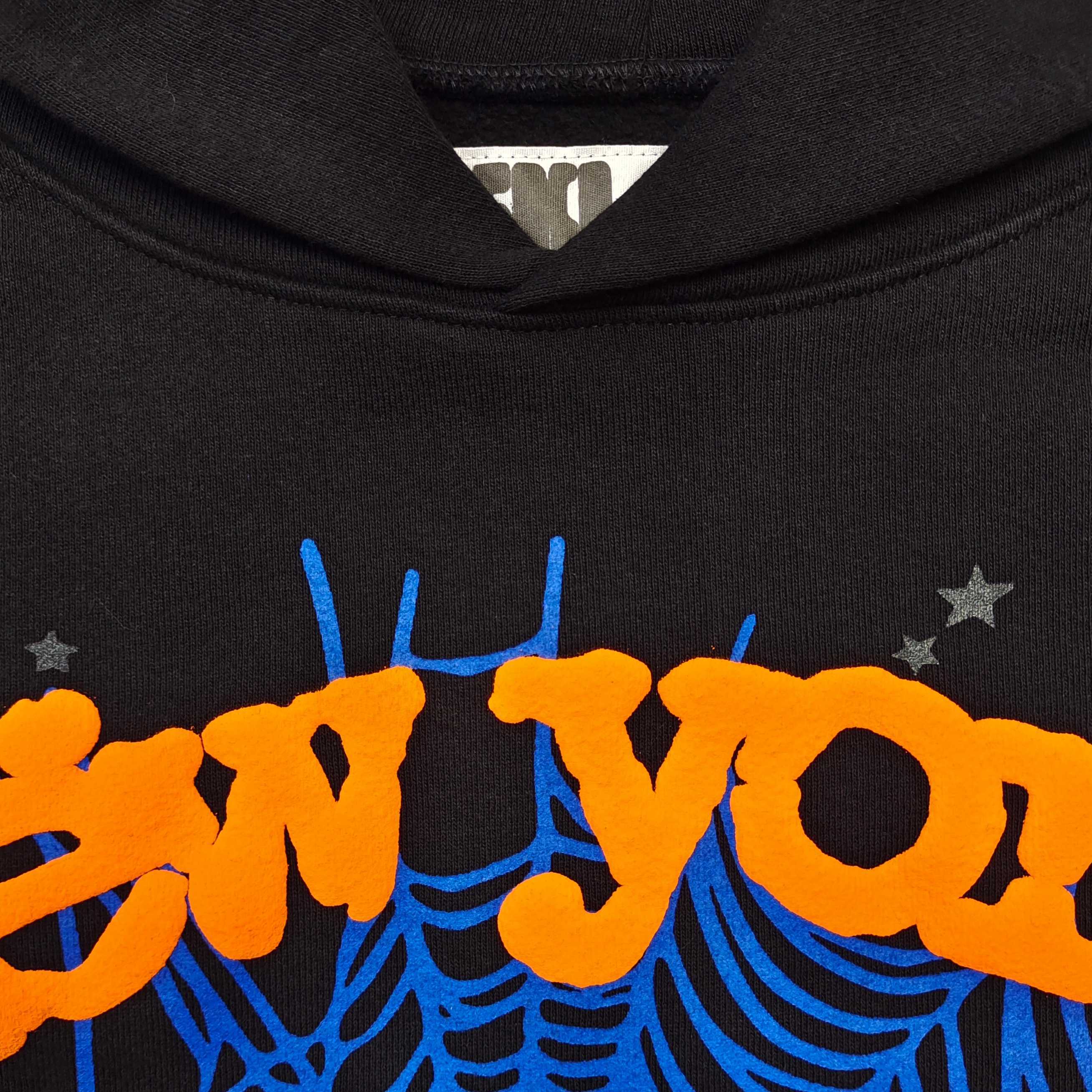 Sp5der OG Web V2 Alternate Hoodie Black / Orange-Blue #B4585
