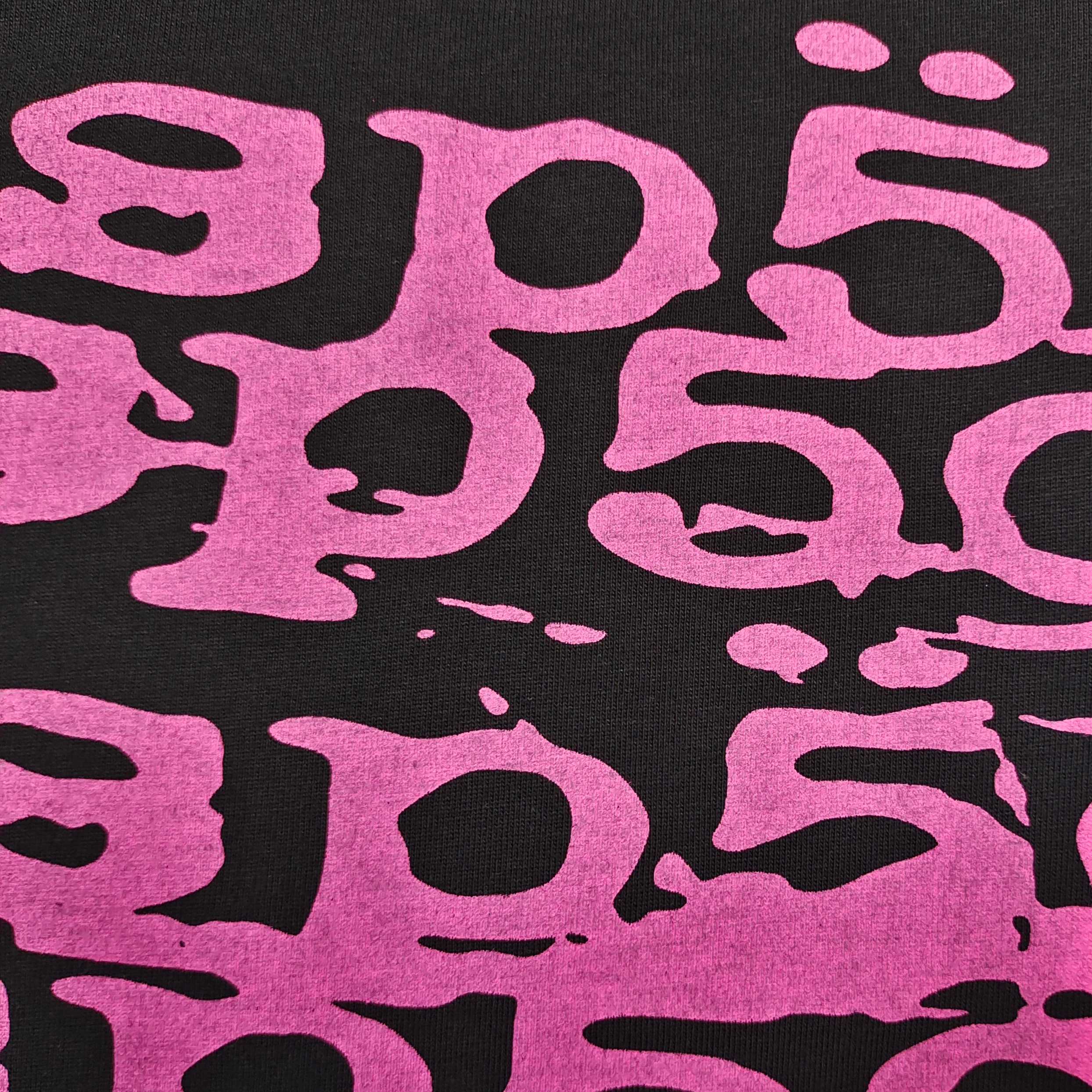 Sp5der Stacked Logo Tee Black / Pink #B4539-SP
