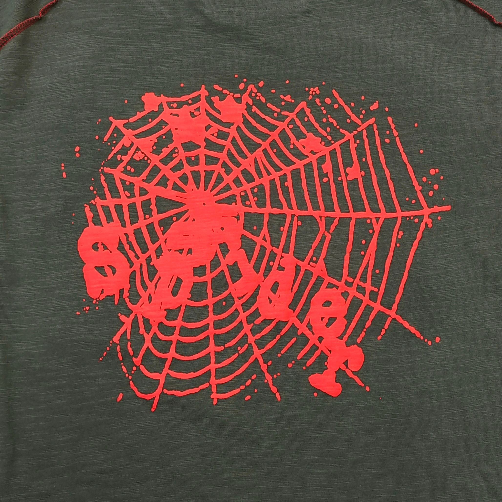 Sp5der Web Graphic Contrast Stitch Tee Washed Brown / Red #B4577-SP