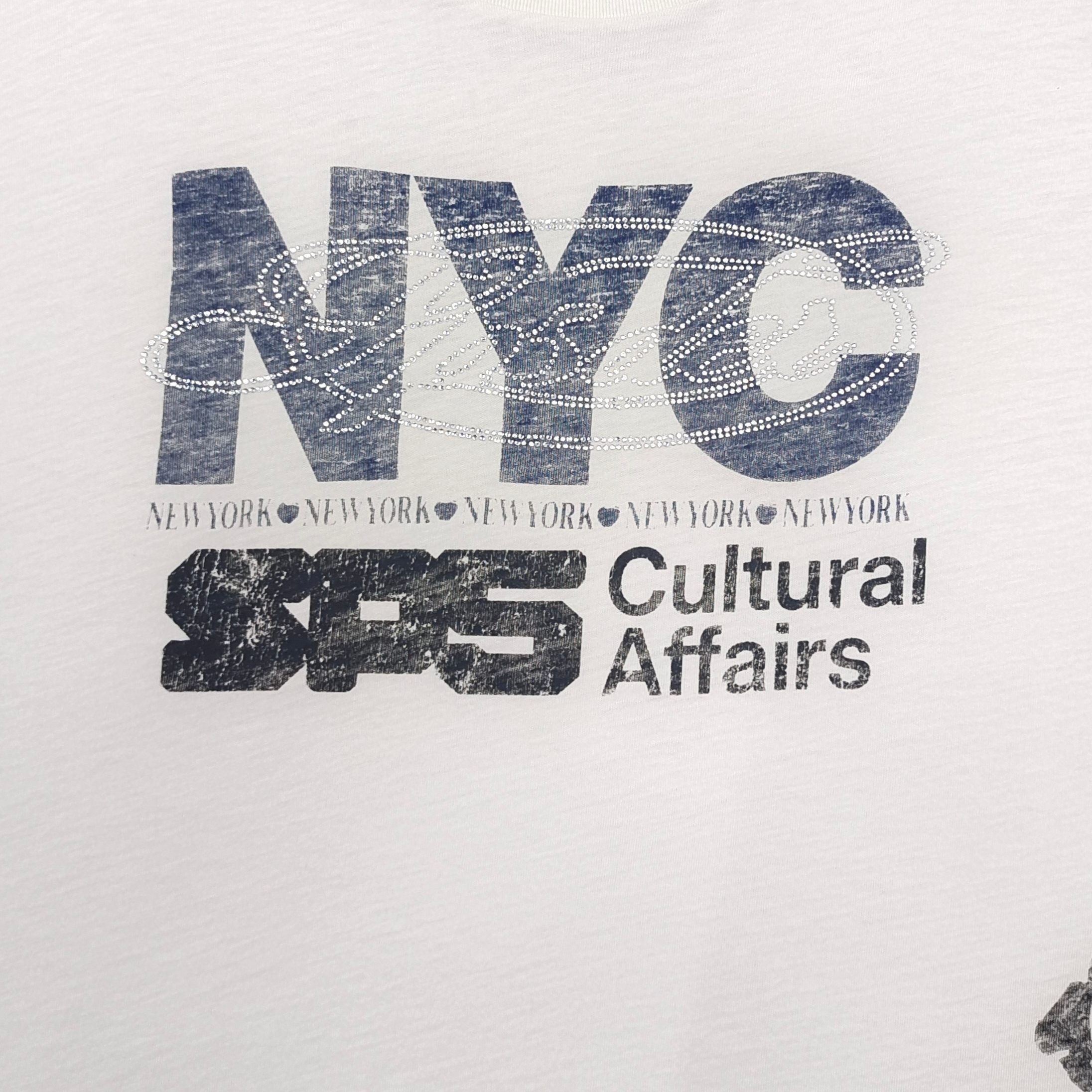 Sp5der NYC Cultural Affairs Rhinestone Tee Cream #B4527-SP