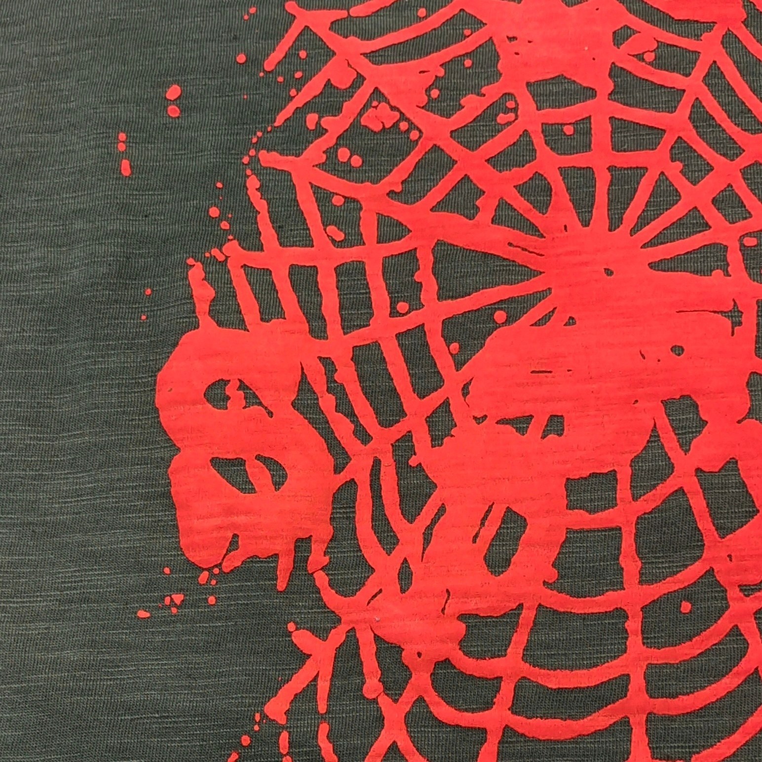 Sp5der Web Graphic Contrast Stitch Tee Washed Brown / Red #B4577-SP