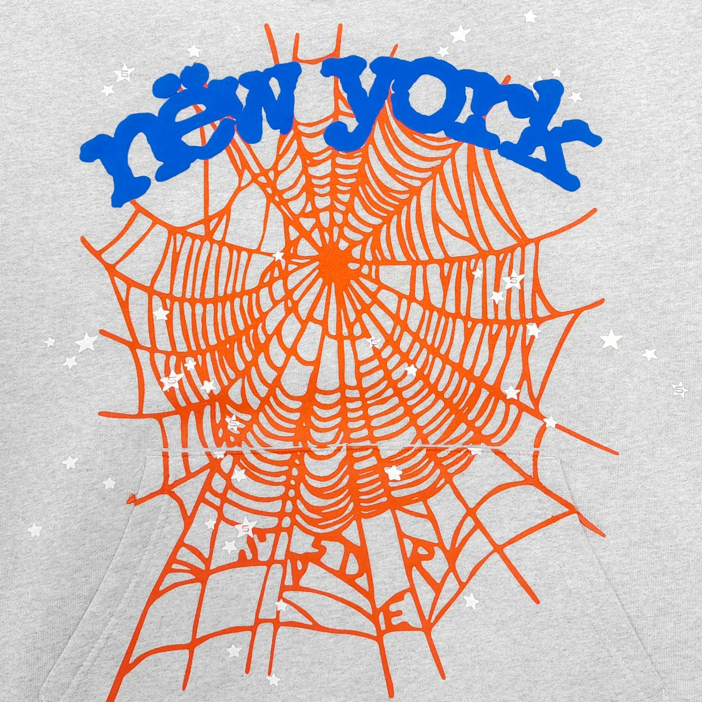 Sp5der OG Web V2 Home Hoodie Heather Grey / Blue-Orange #B4589