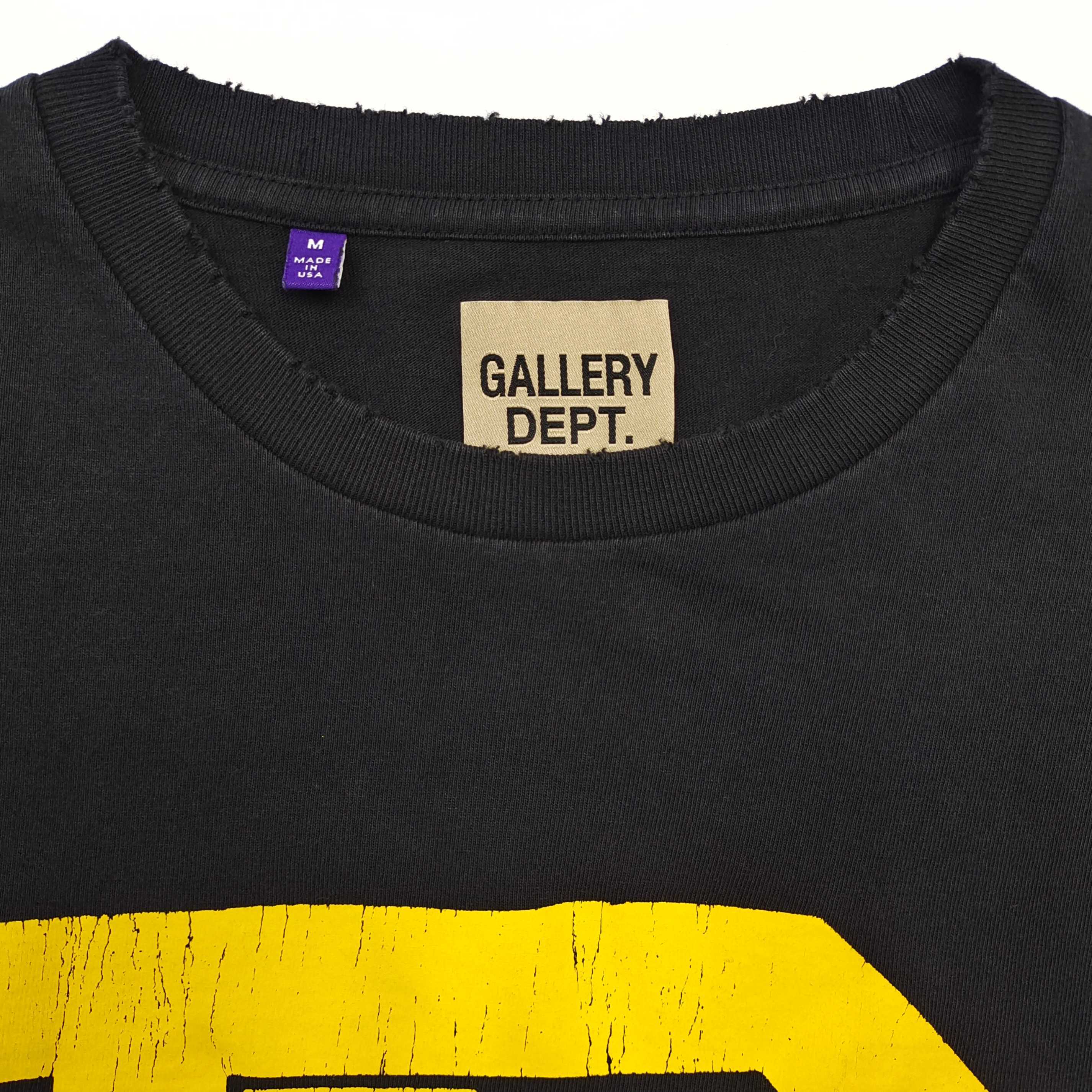 Gallery Dept. Large D Logo Tee Washed Black / Yellow #B4592-GD