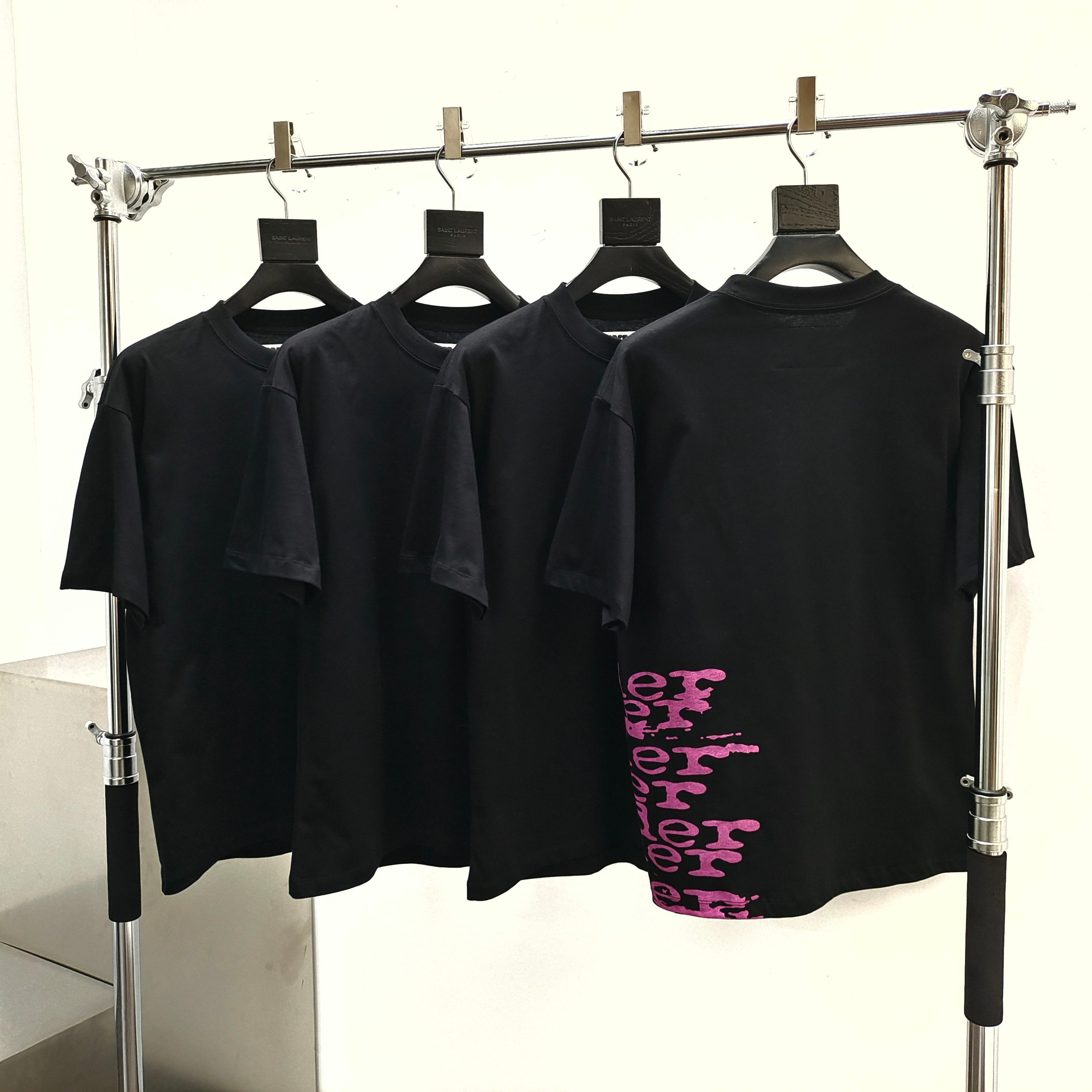Sp5der Stacked Logo Tee Black / Pink #B4539-SP