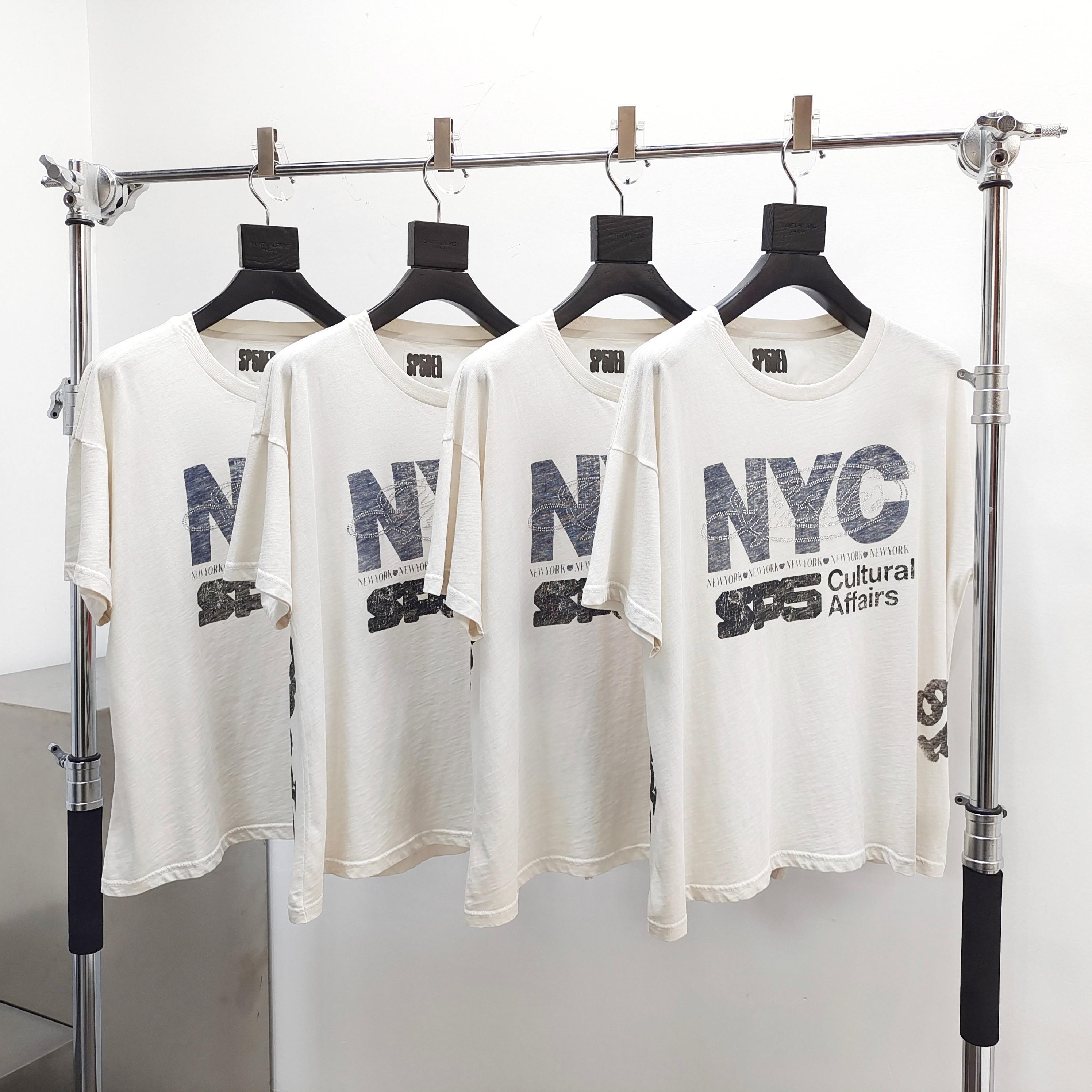 Sp5der NYC Cultural Affairs Rhinestone Tee Cream #B4527-SP
