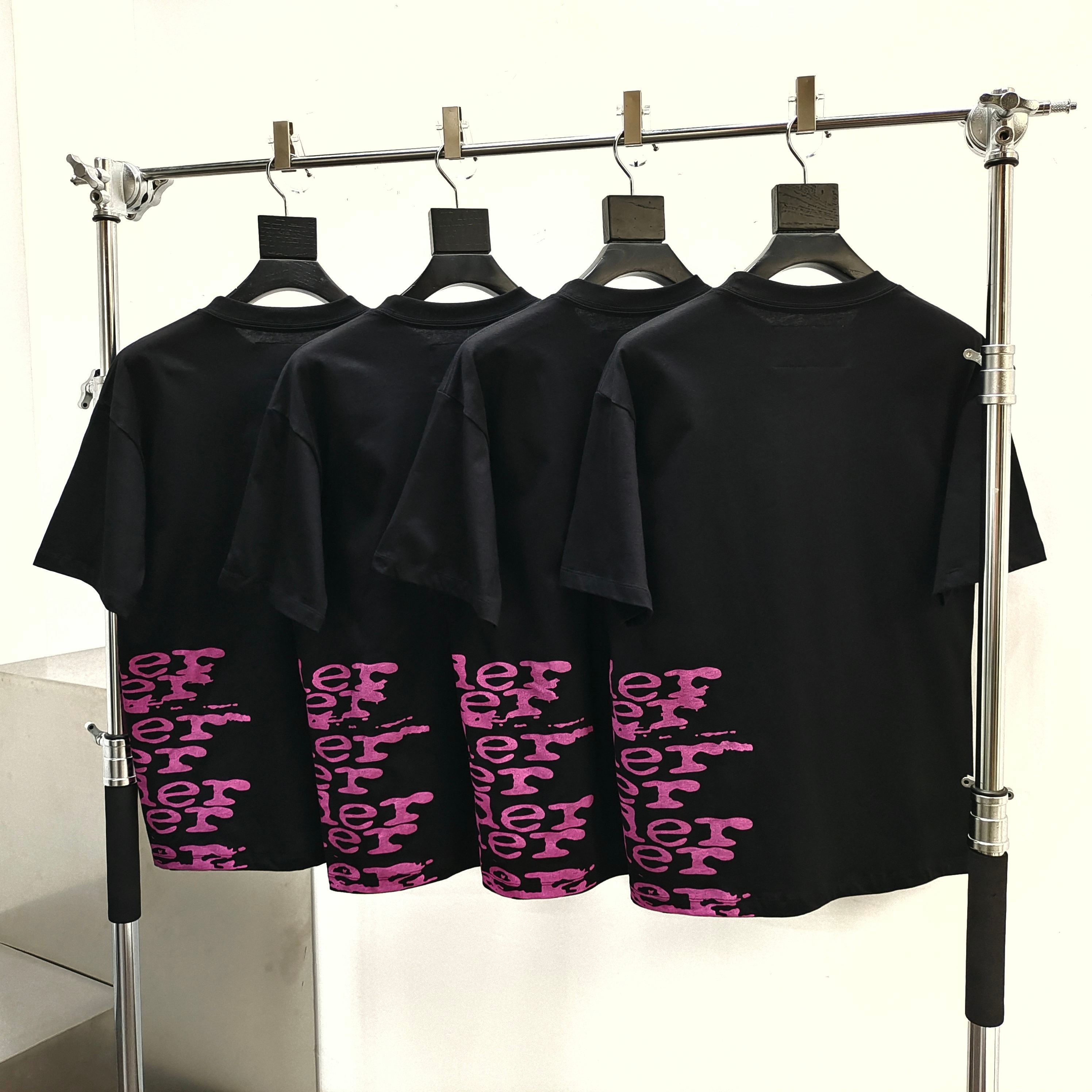 Sp5der Stacked Logo Tee Black / Pink #B4539-SP