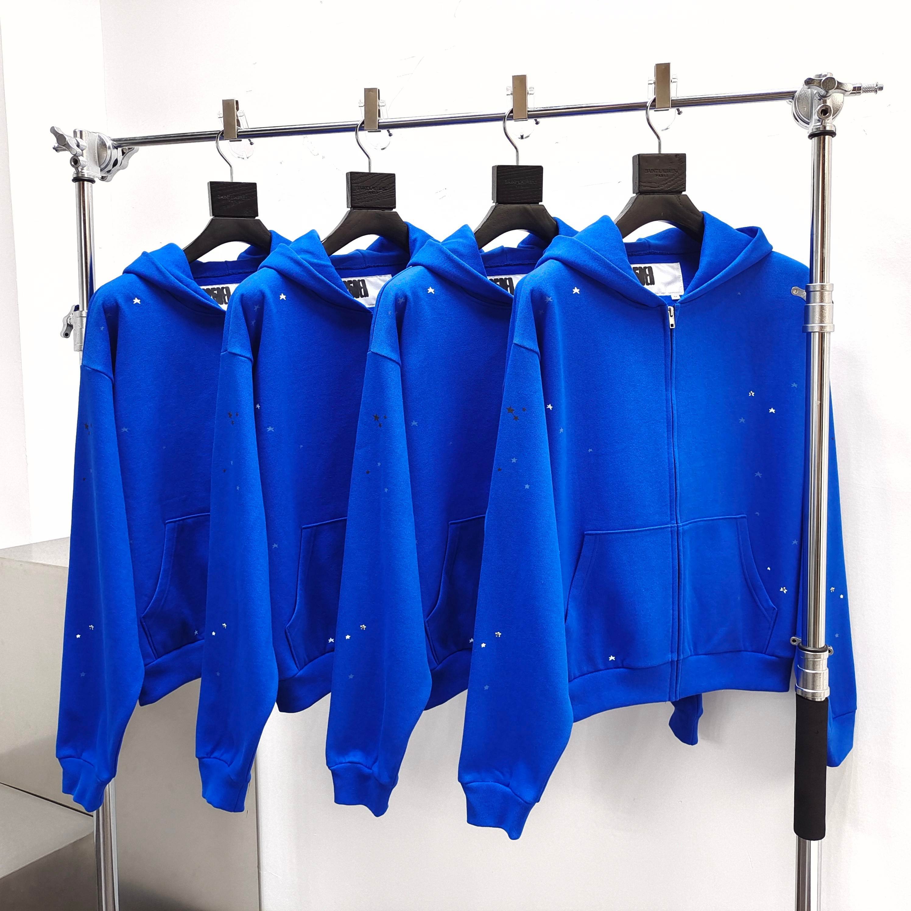 Sp5der Heavy Web Full Zip Hoodie Tory Blue #B4548-SP