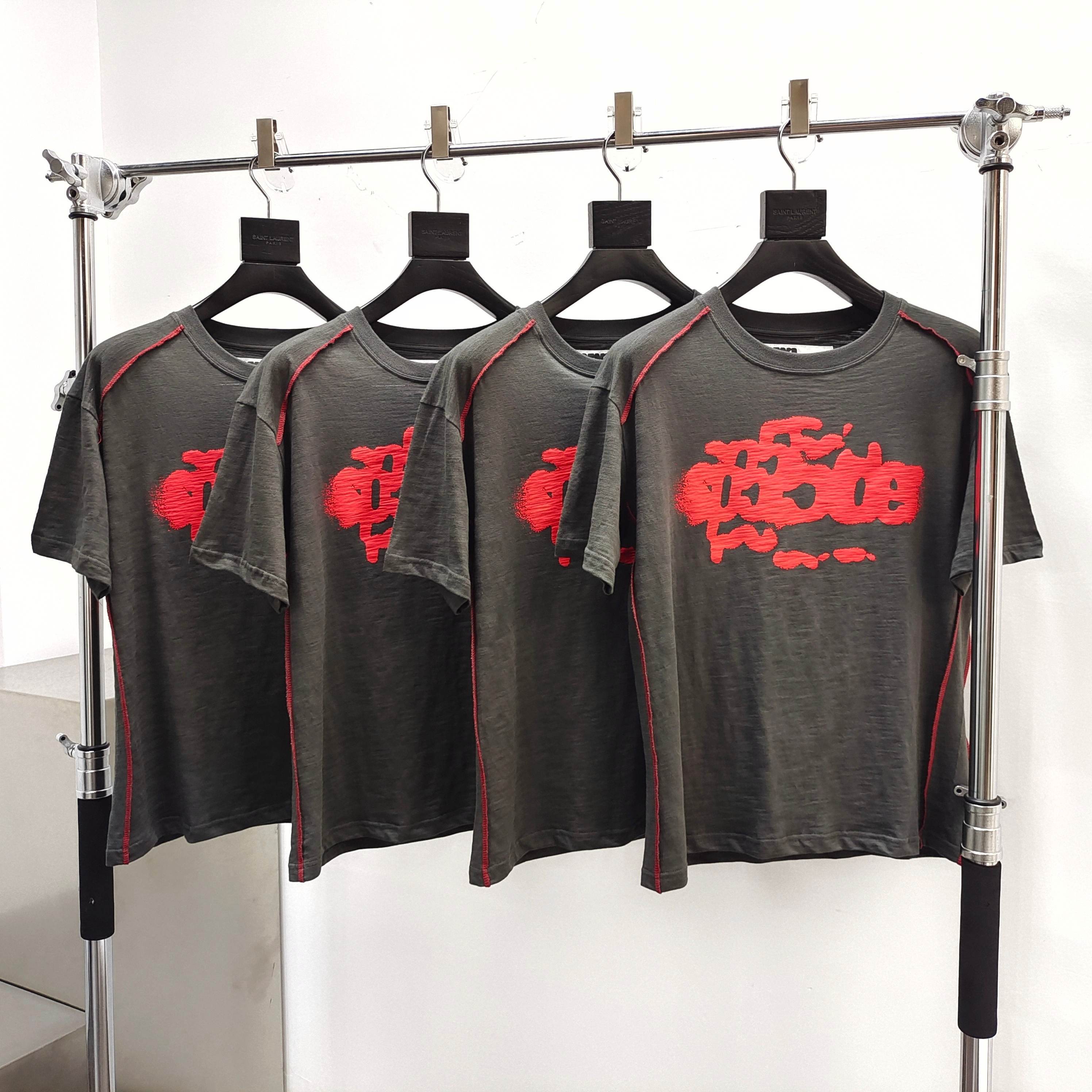 Sp5der Web Graphic Contrast Stitch Tee Washed Brown / Red #B4577-SP