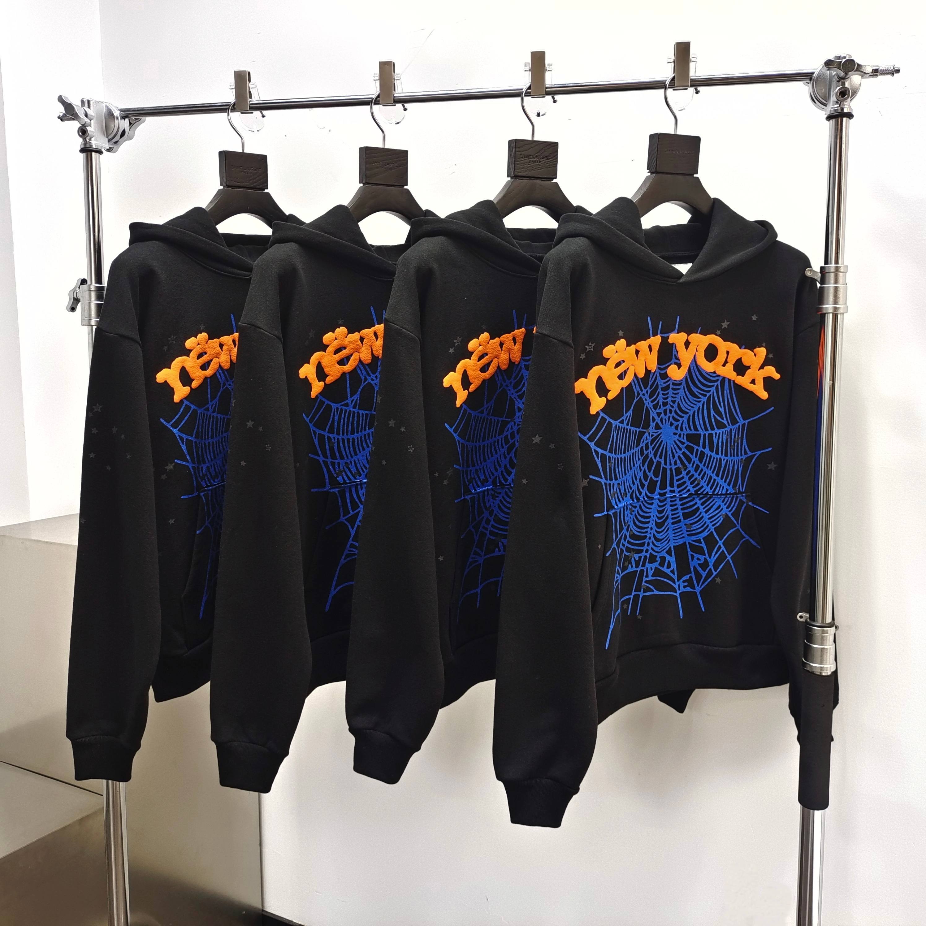 Sp5der OG Web V2 Alternate Hoodie Black / Orange-Blue #B4585
