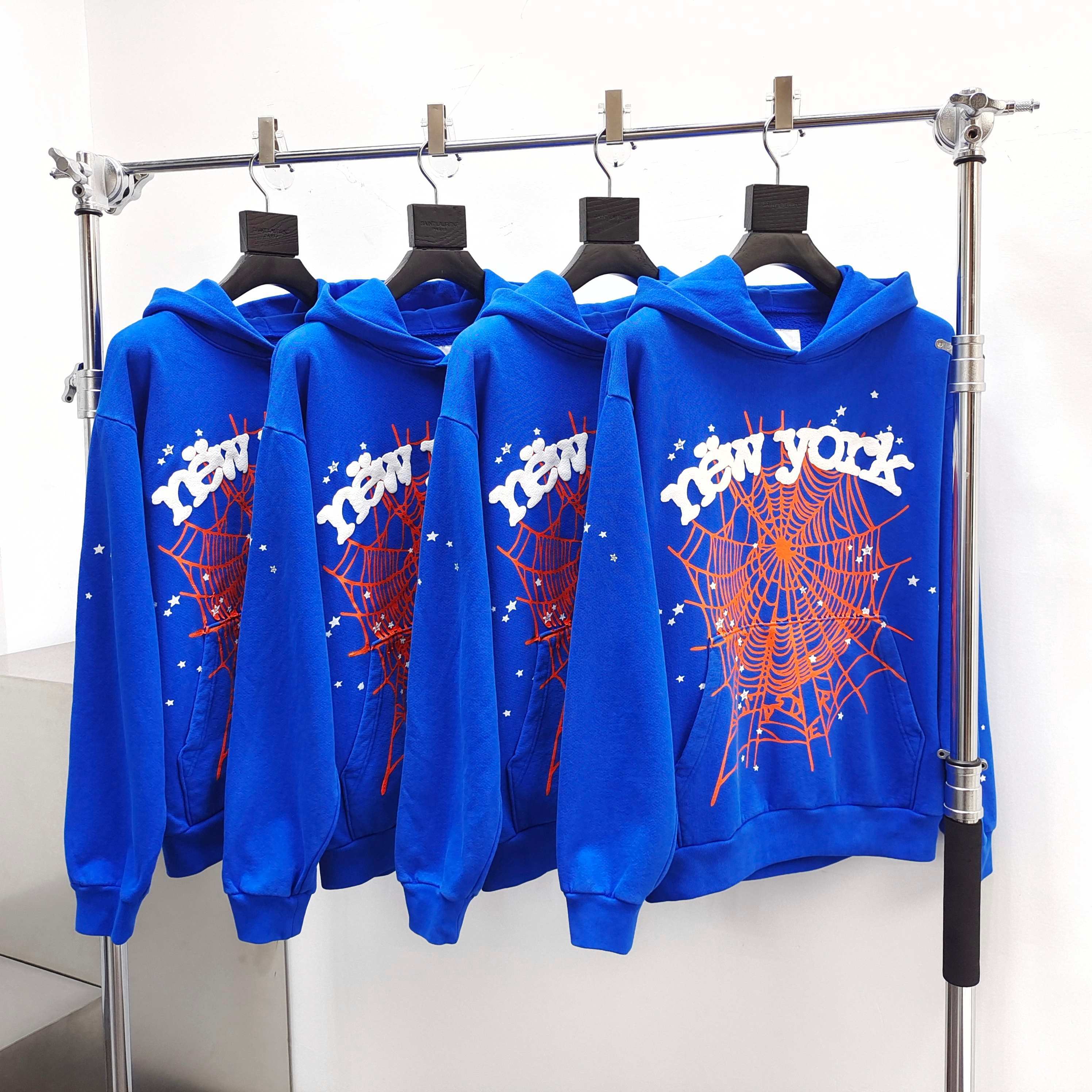 Sp5der OG Web V2 Away Hoodie Blue / White-Orange #B4587-SP