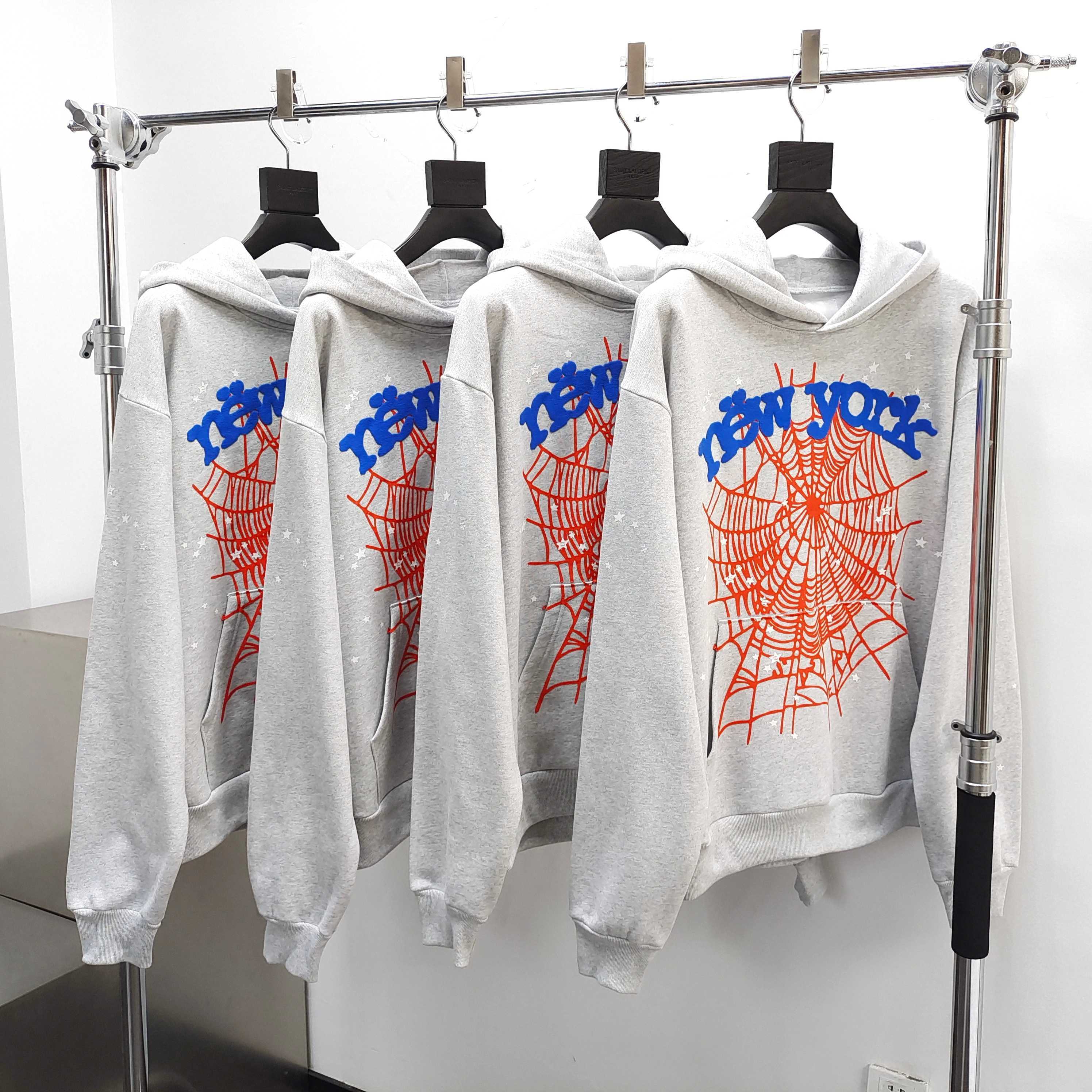 Sp5der OG Web V2 Home Hoodie Heather Grey / Blue-Orange #B4589