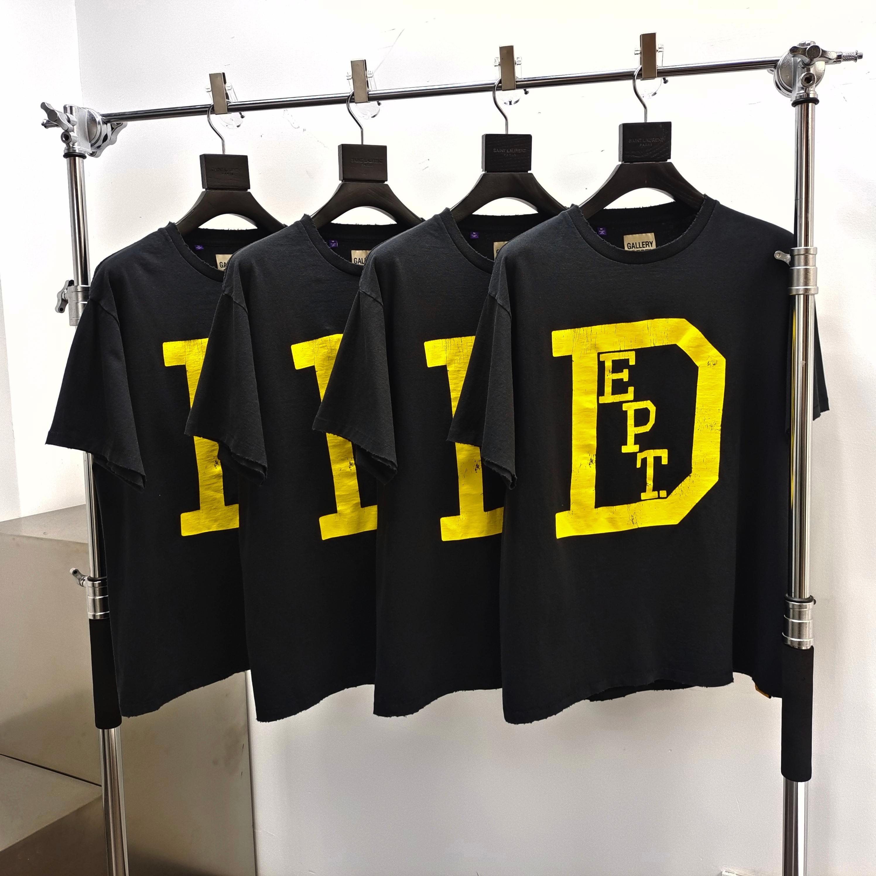 Gallery Dept. Large D Logo Tee Washed Black / Yellow #B4592-GD