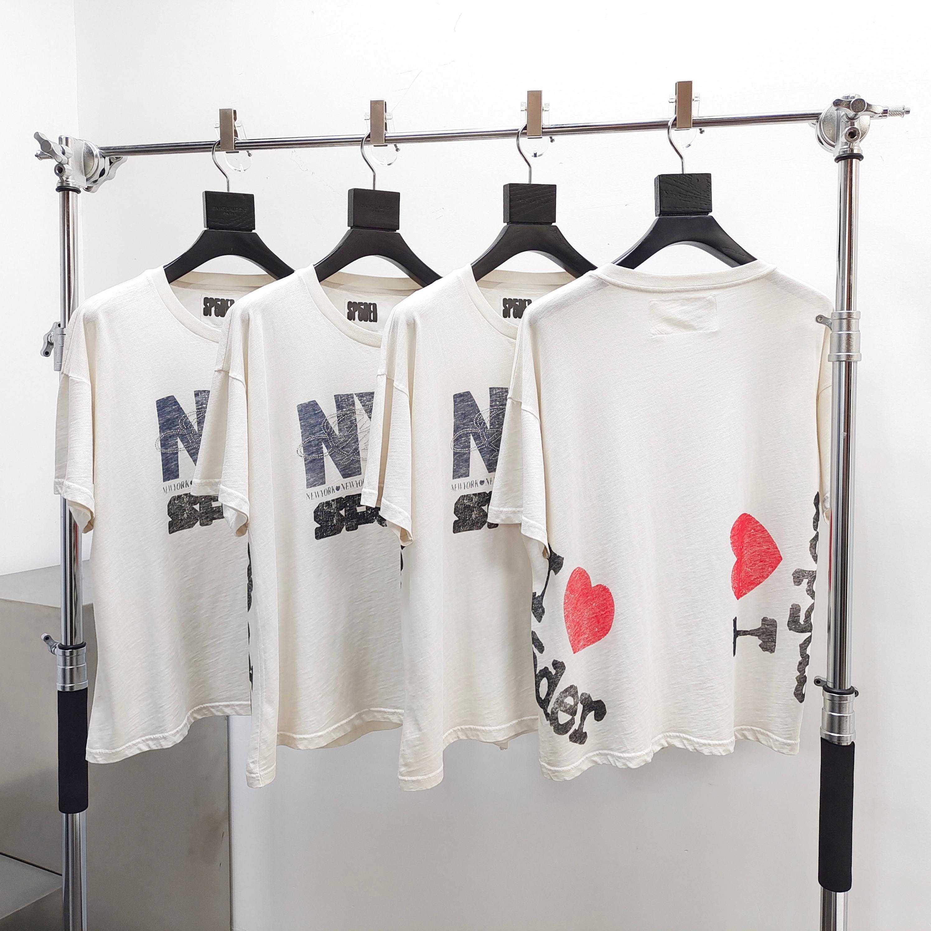 Sp5der NYC Cultural Affairs Rhinestone Tee Cream #B4527-SP