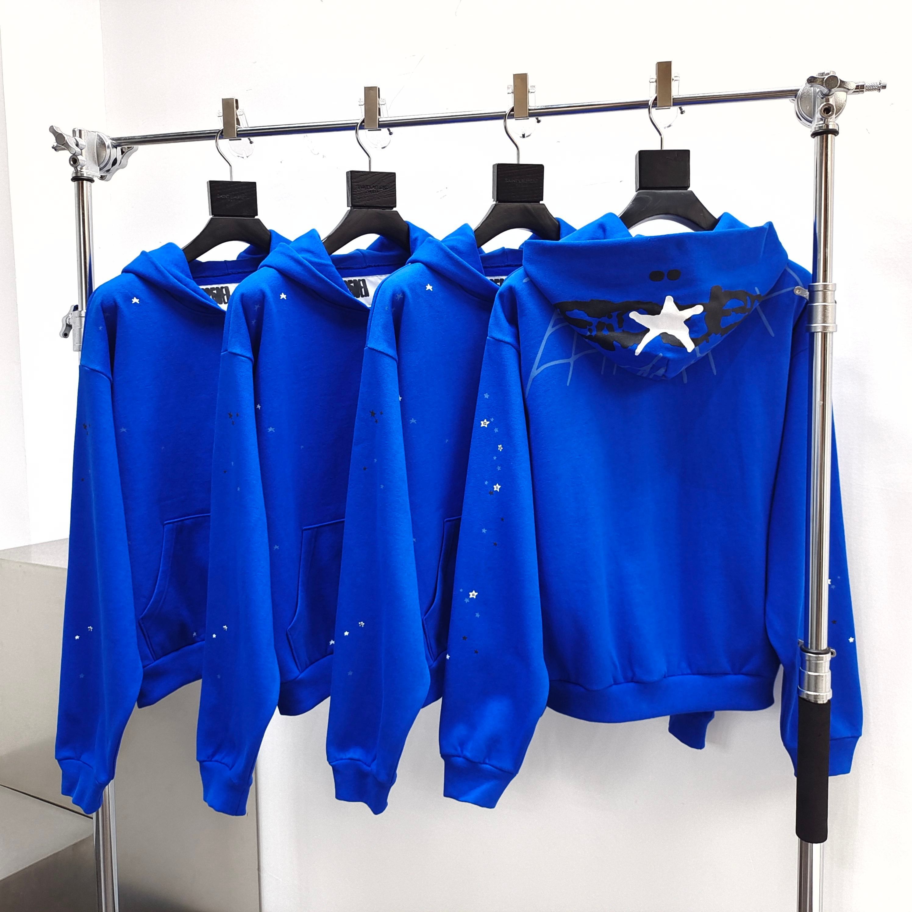 Sp5der Heavy Web Full Zip Hoodie Tory Blue #B4548-SP
