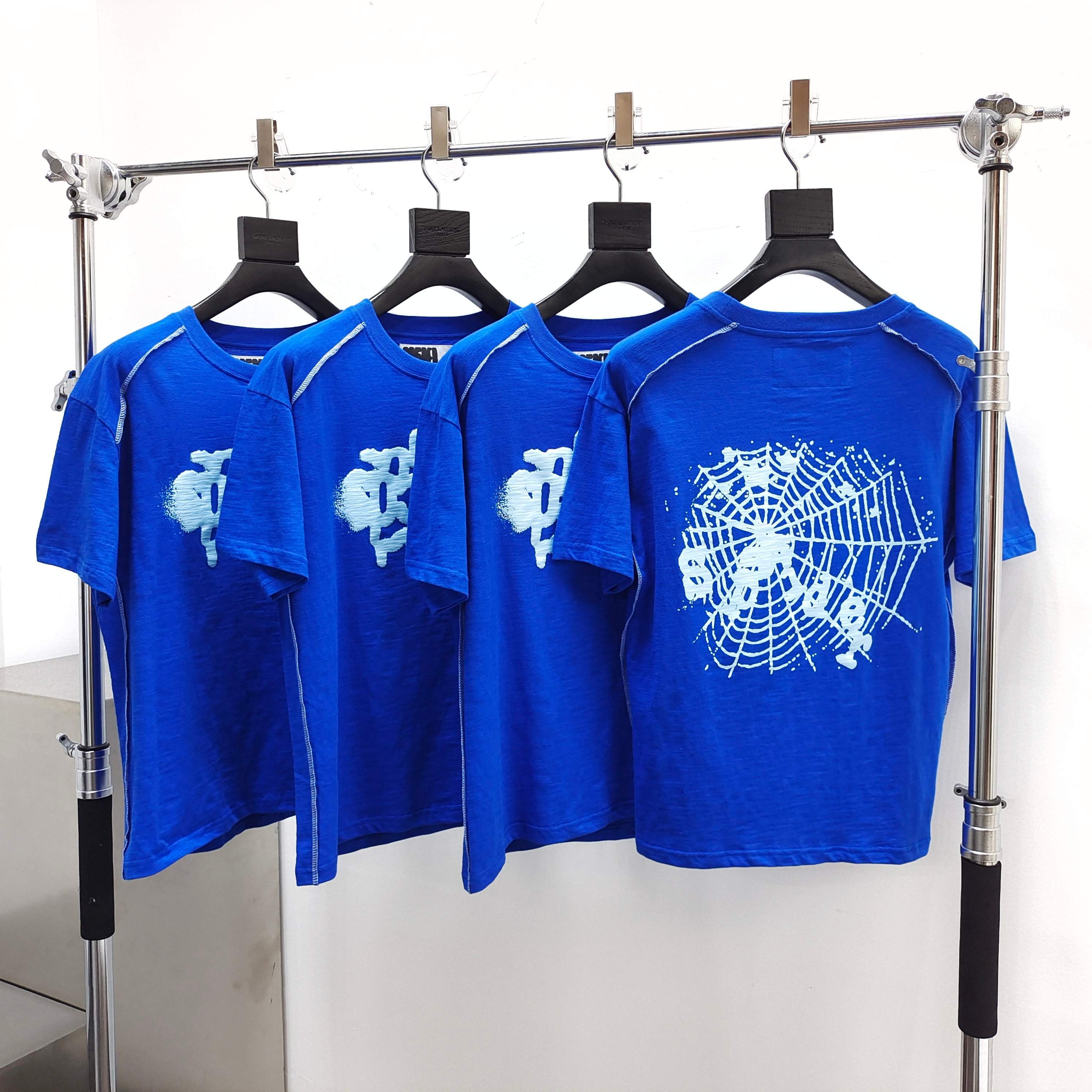 Sp5der Web Graphic Contrast Stitch Tee Royal Blue / White #B4578-SP