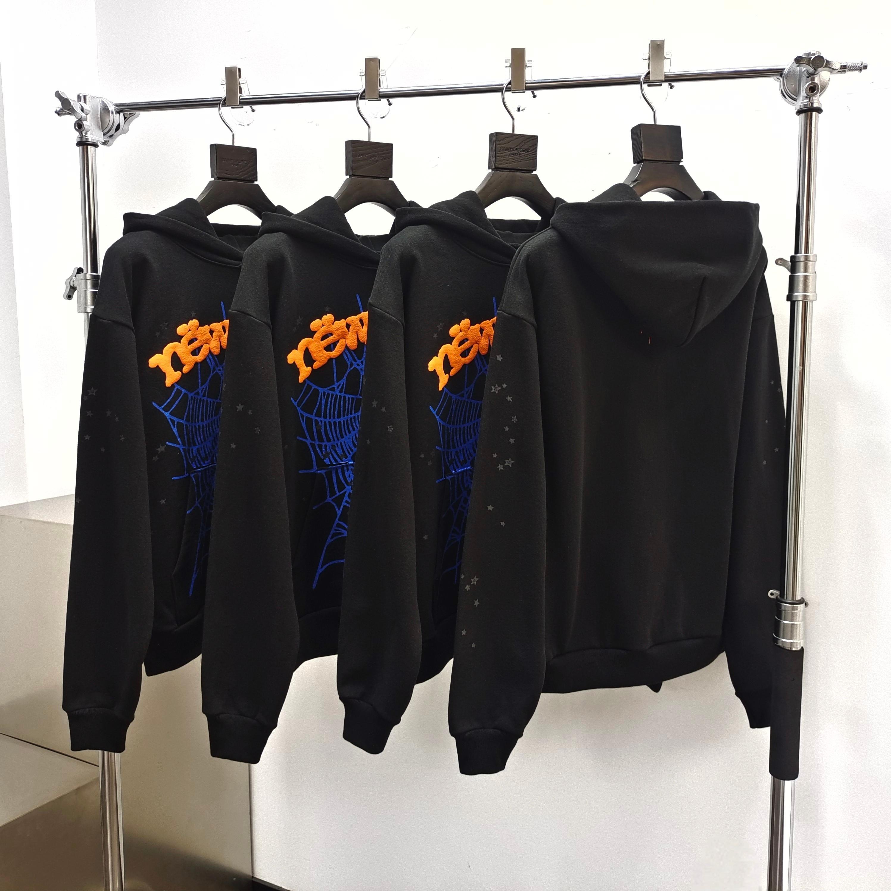 Sp5der OG Web V2 Alternate Hoodie Black / Orange-Blue #B4585