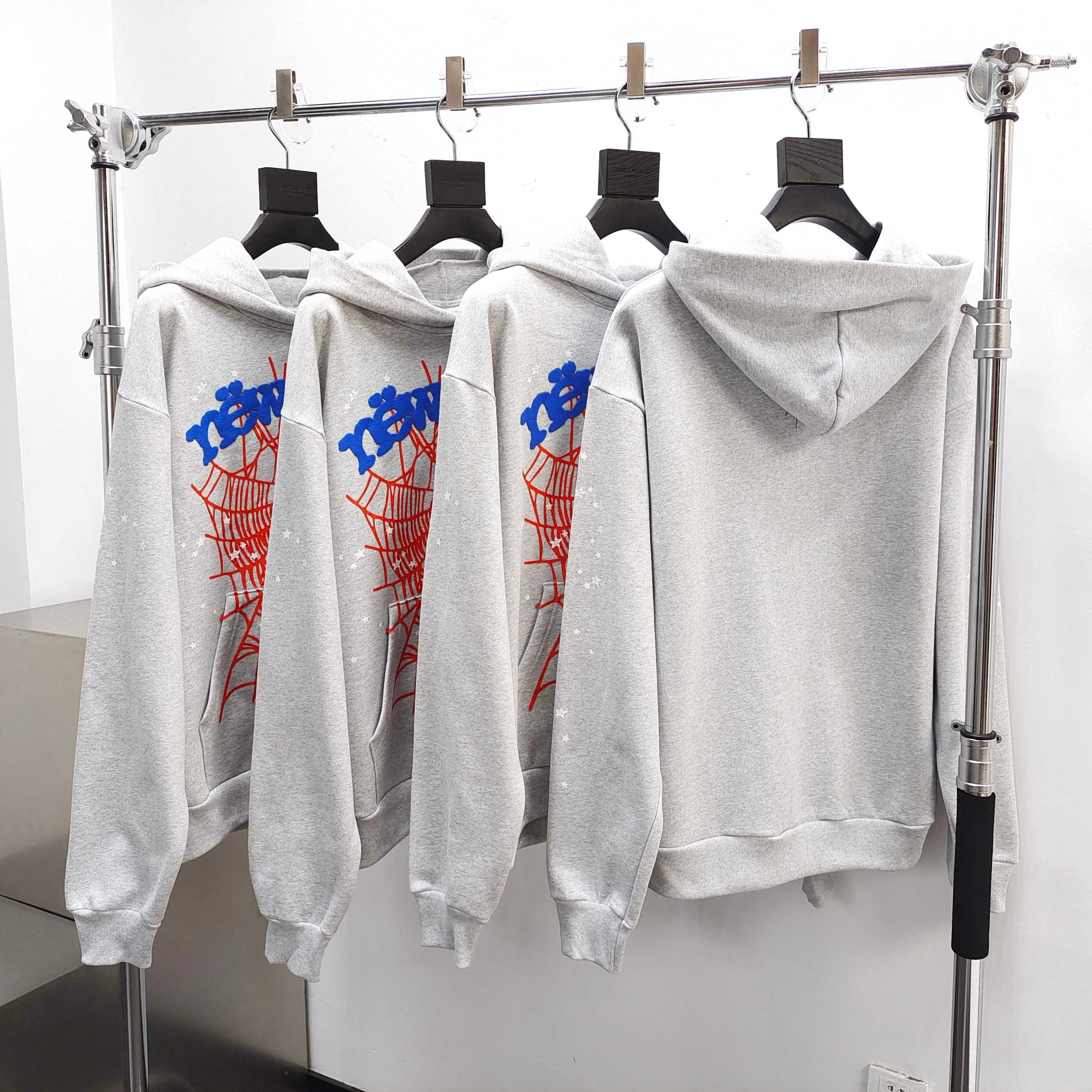 Sp5der OG Web V2 Home Hoodie Heather Grey / Blue-Orange #B4589