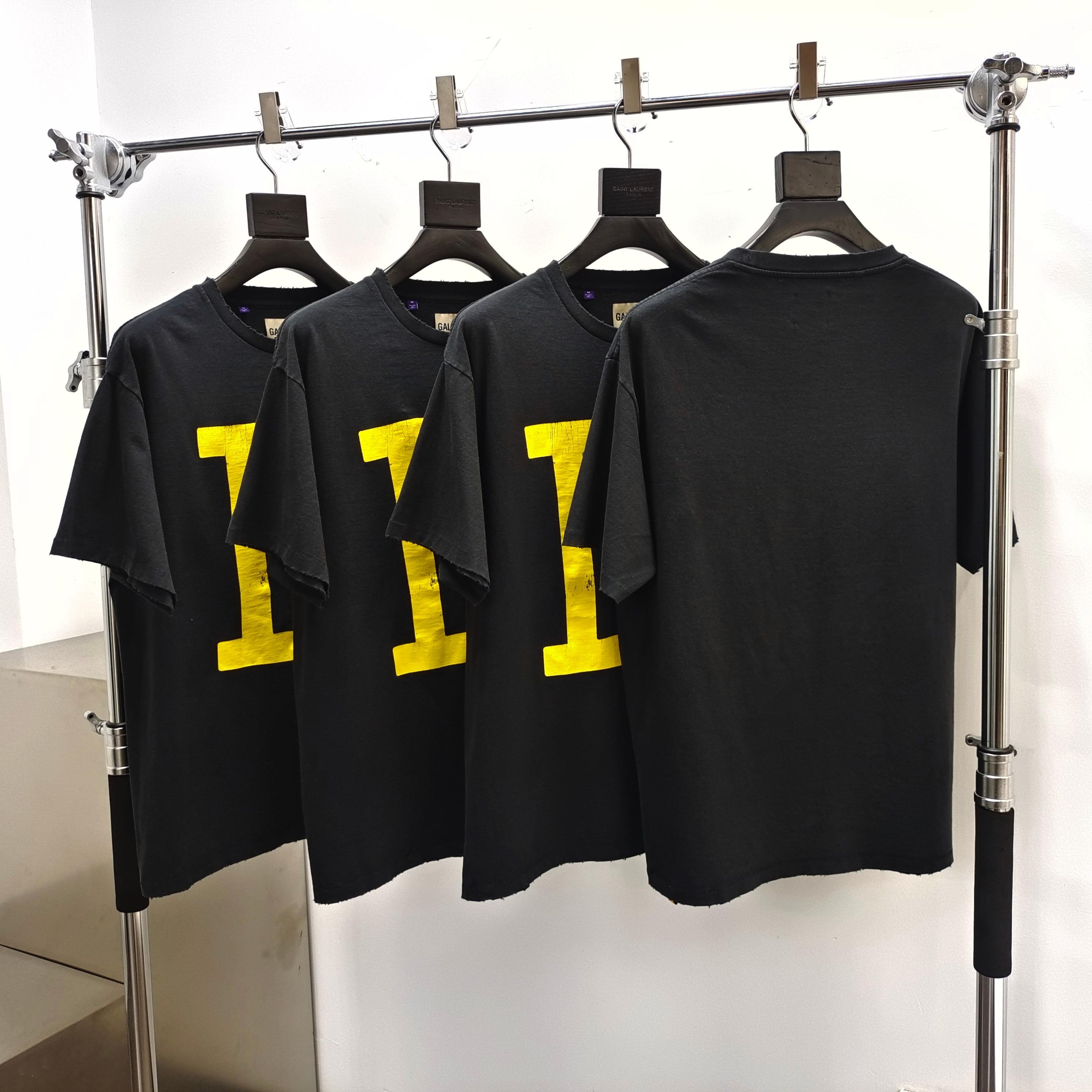 Gallery Dept. Large D Logo Tee Washed Black / Yellow #B4592-GD