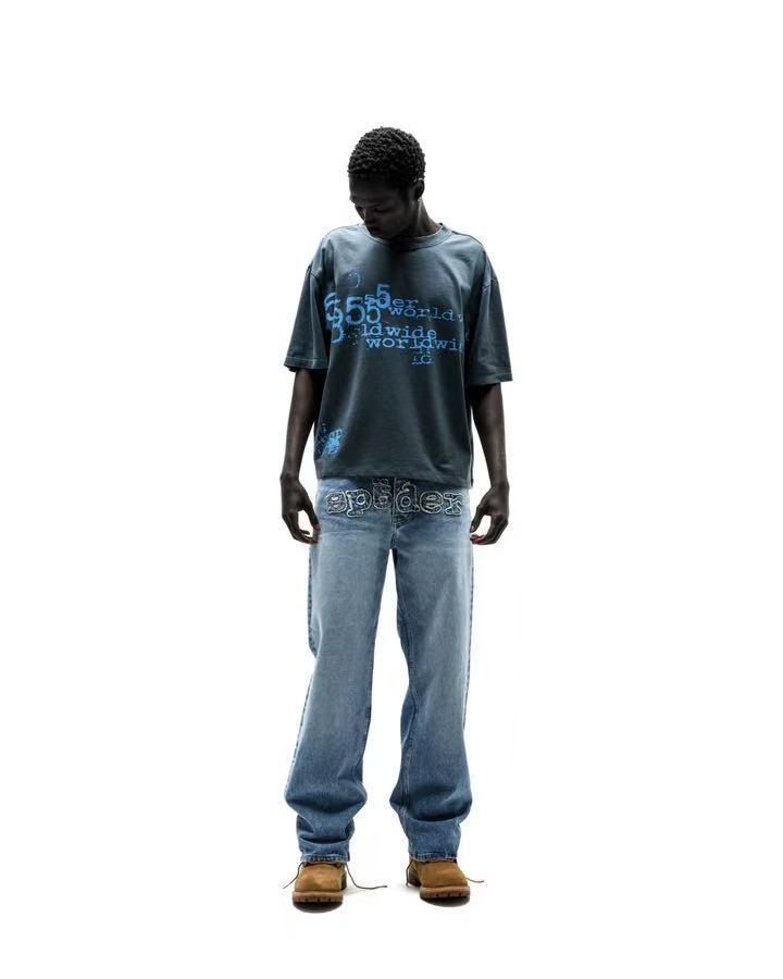 Sp5der Worldwide Stutter Tee Slate Grey / Blue #B4538-SP