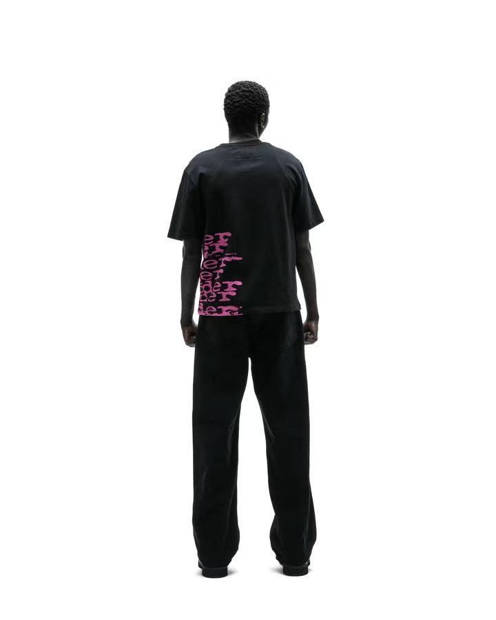 Sp5der Stacked Logo Tee Black / Pink #B4539-SP