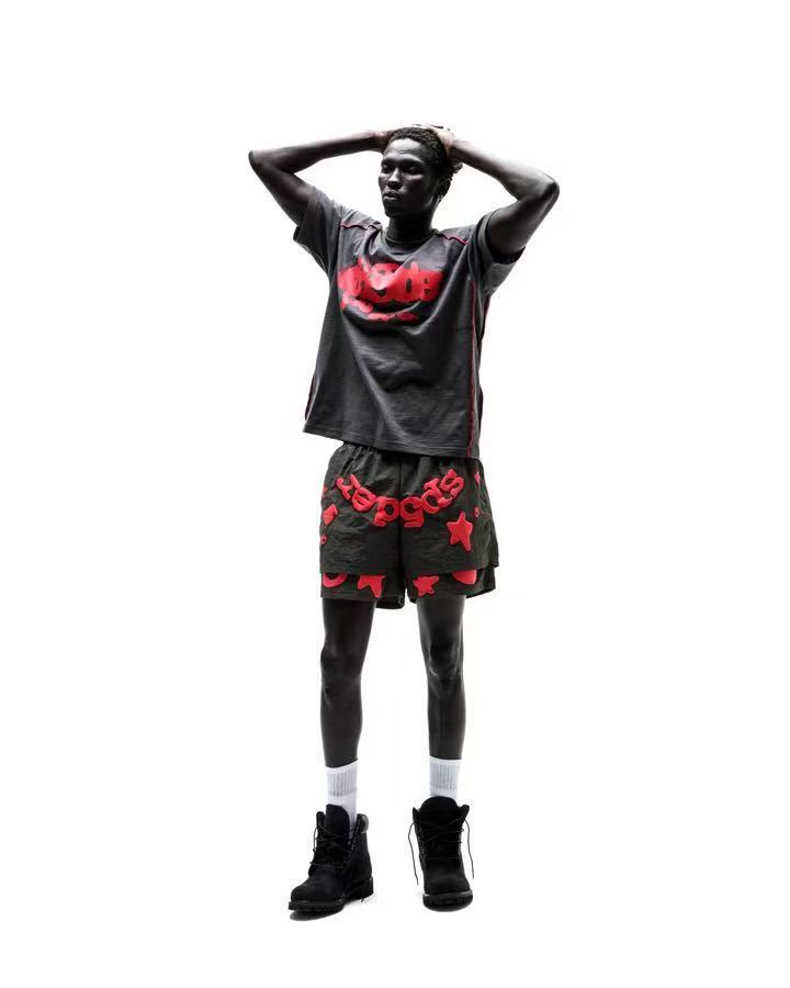 Sp5der Web Graphic Contrast Stitch Tee Washed Brown / Red #B4577-SP